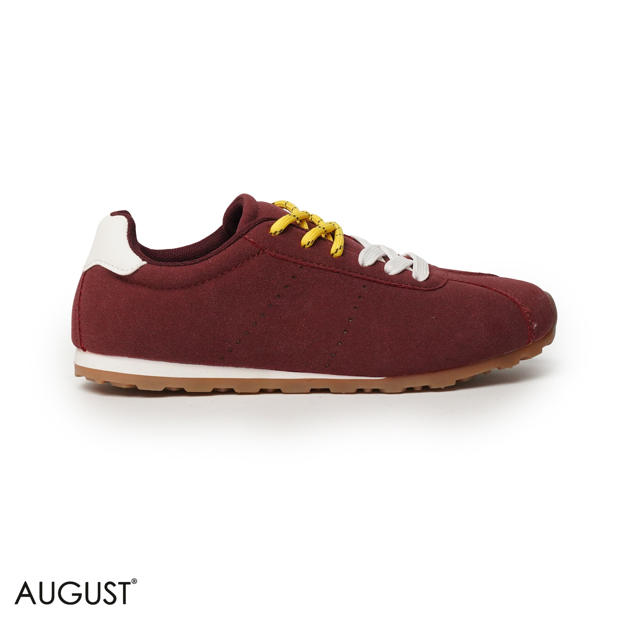 BURGUNDY SUEDE LEATHER SNEAKERS WITH RUBBER SOLE