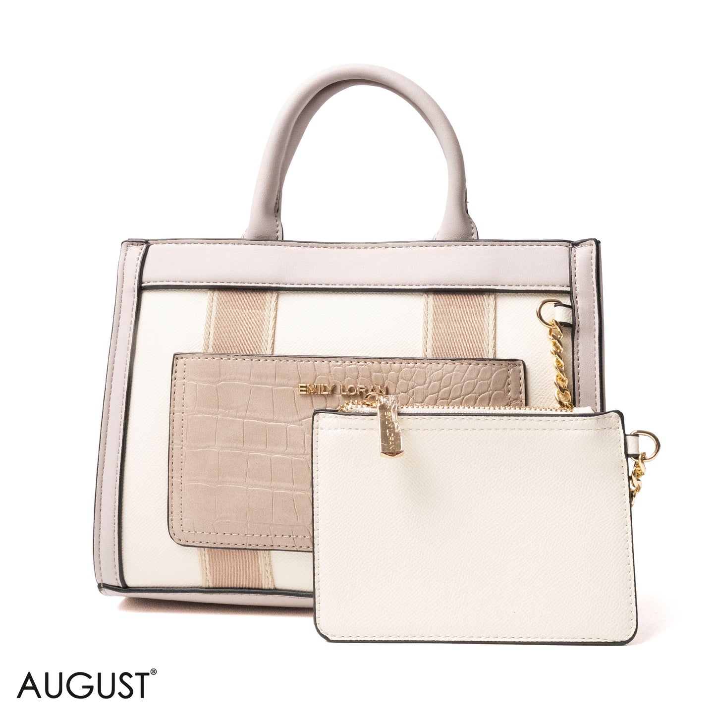 EMILY LORAN HANDBAG WITH FABRIC ACCENTS - MED