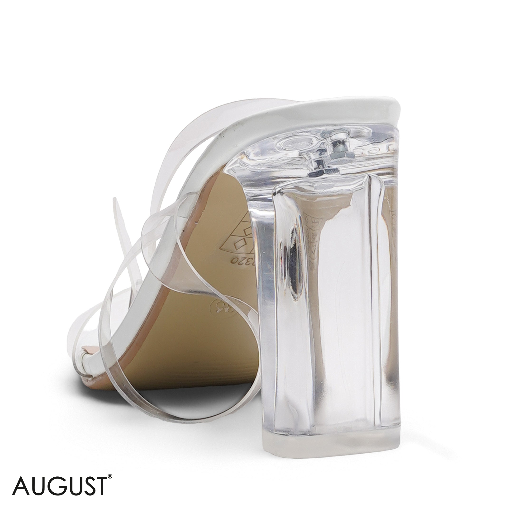 WHITE TRANSPARENT CLEAR BLOCK HEELS SANDALS