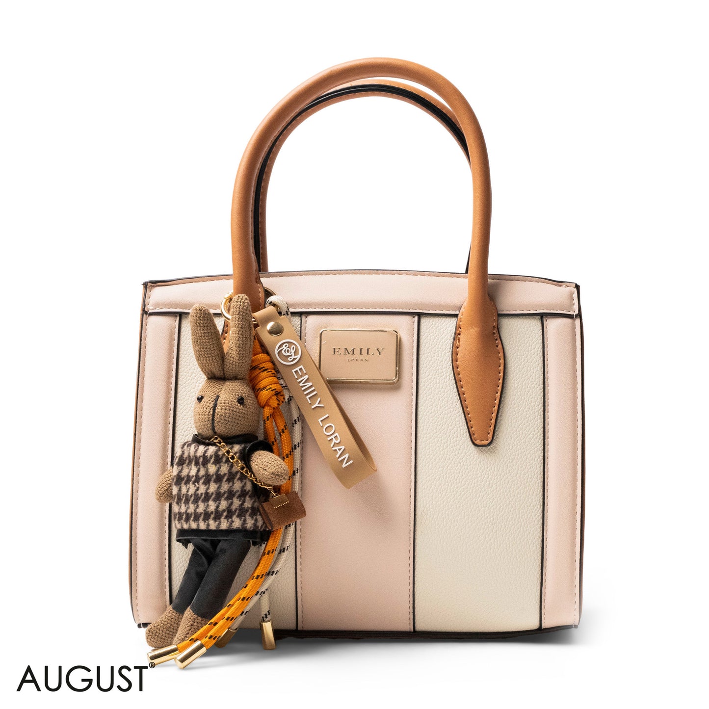 LIGHT COLORS SMOOTH LEATHER HANDBAG WITH ACCESSORIES -MED