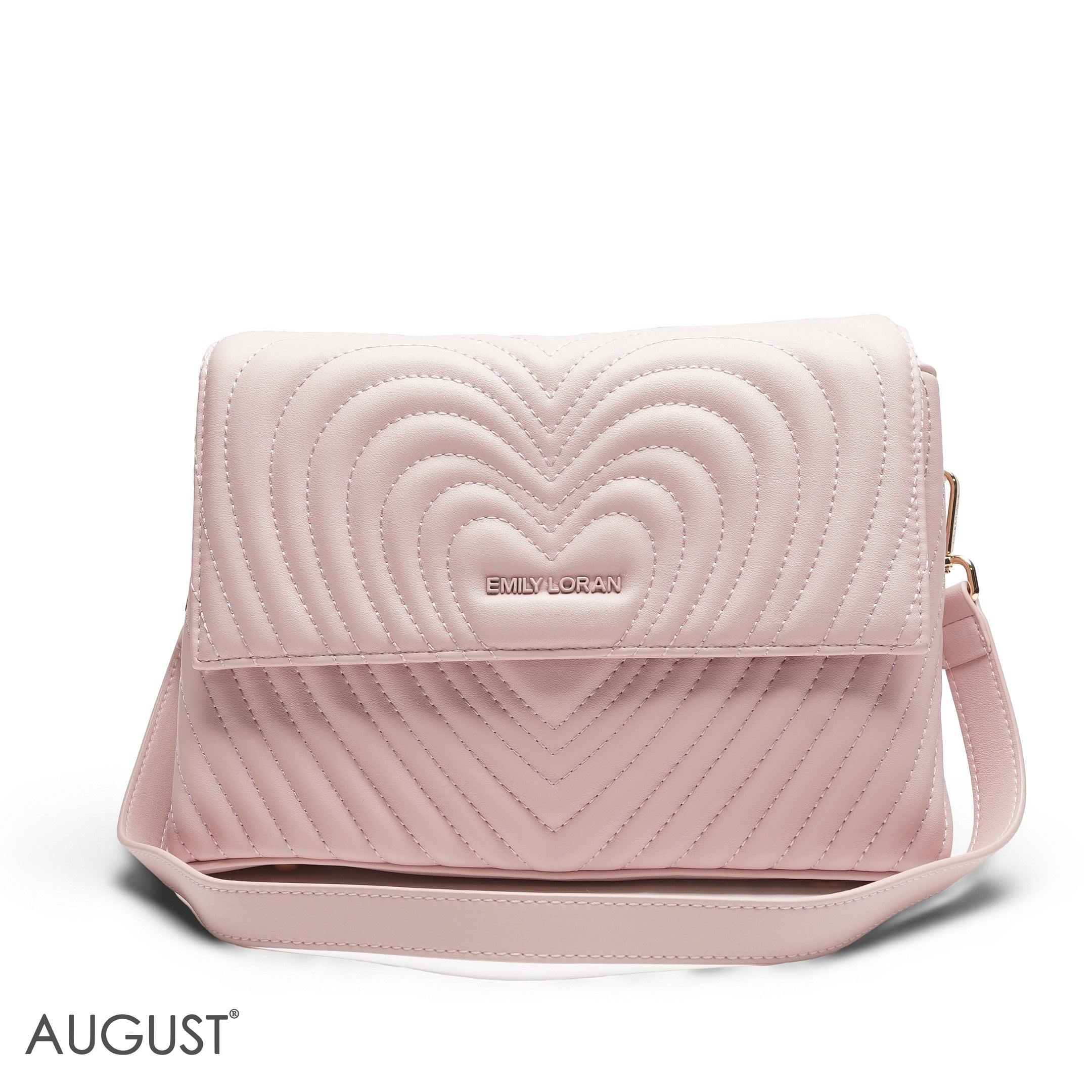 PINK EMILY EMBOSSED LOGO TRAPEZE BAG - MED
