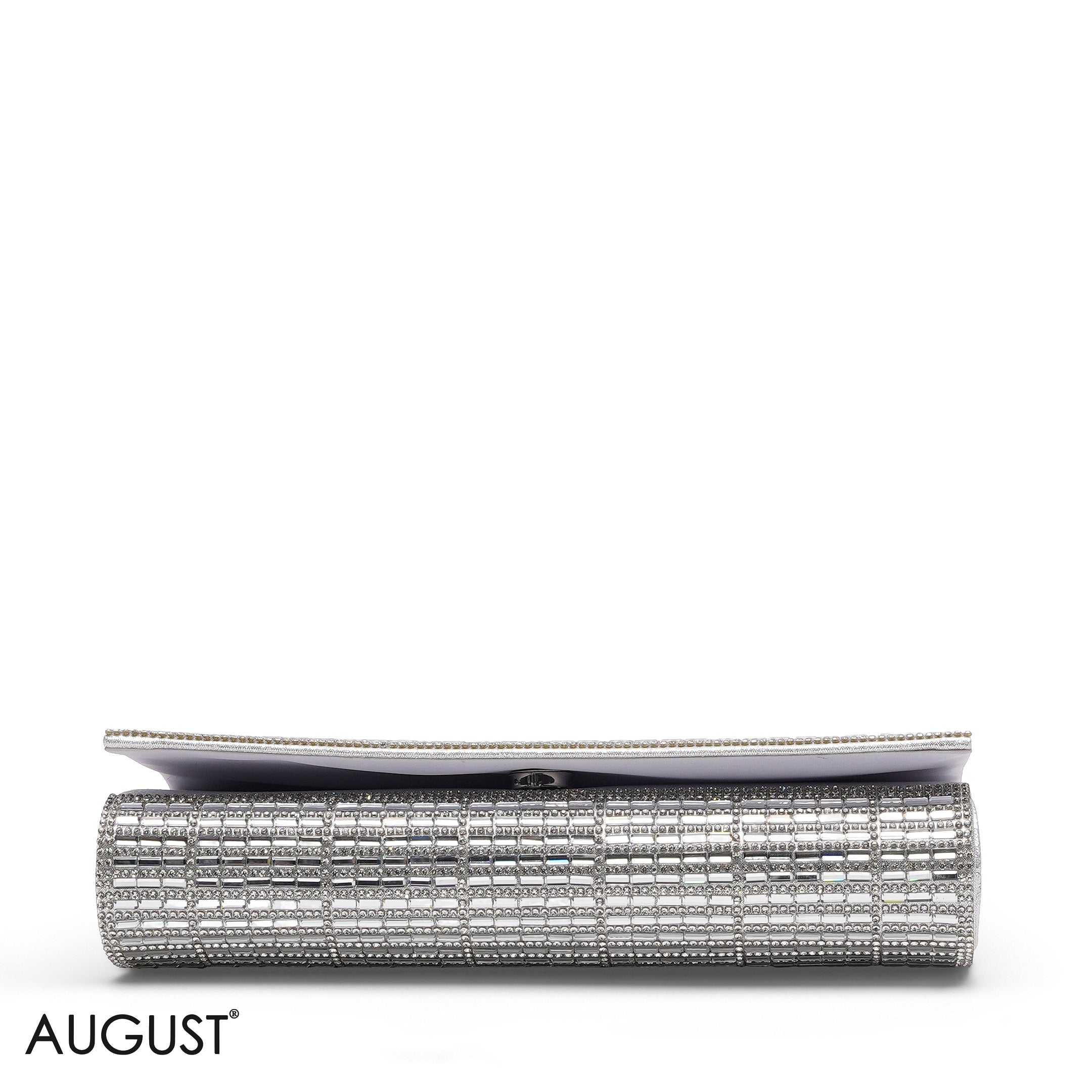 SILVER SHIMMERING CRYSTAL EVENING CLUTCH