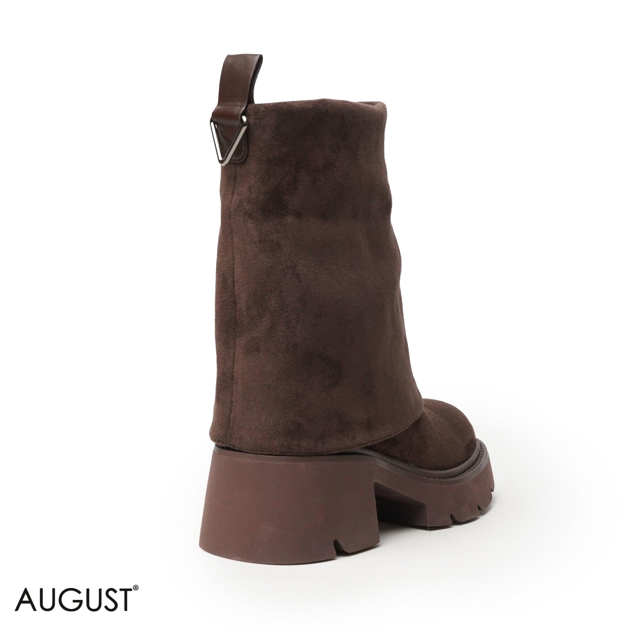 BROWN CHAMOIS LEATHER BOOTS WITH CHUNKY SOLE