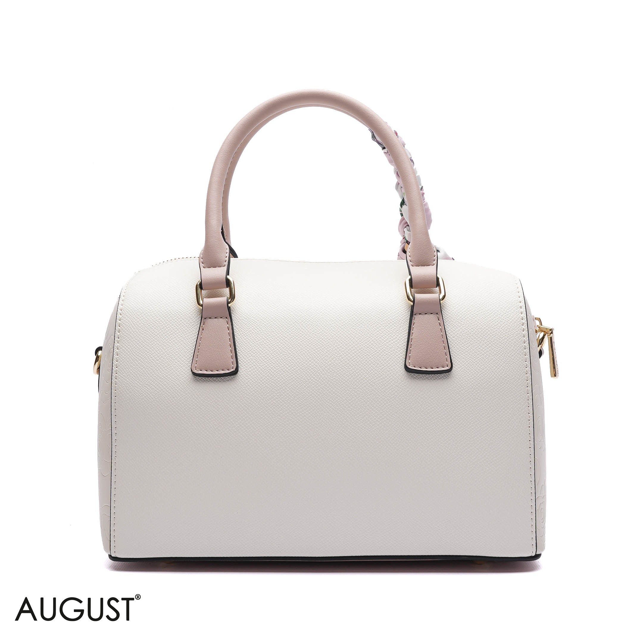 EMILY EMBOSSED LOGO BARREL BAG - MED