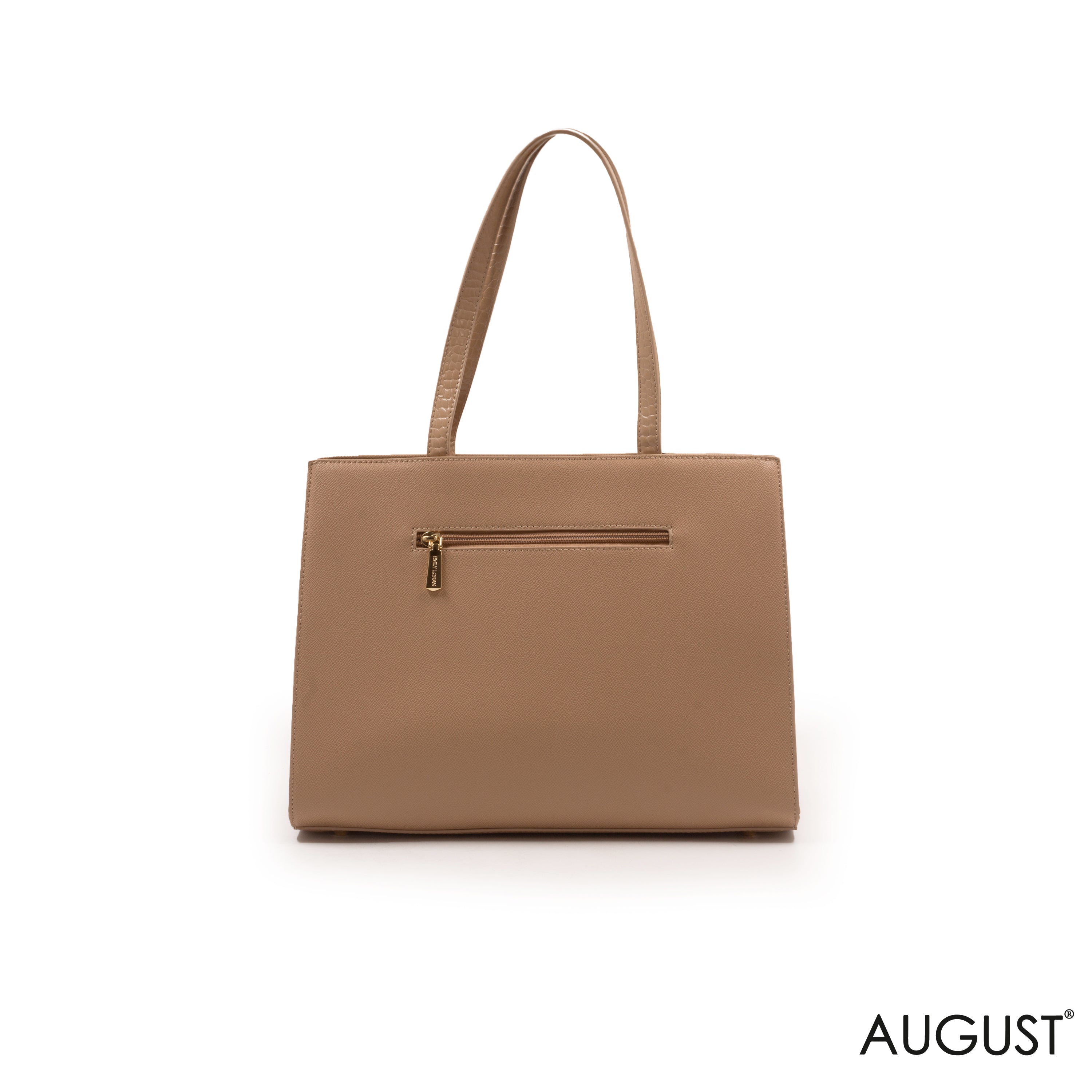 BEIGE LEATHER HANDBAG WITH GOLD CHAIN AND SCARF -LARGE