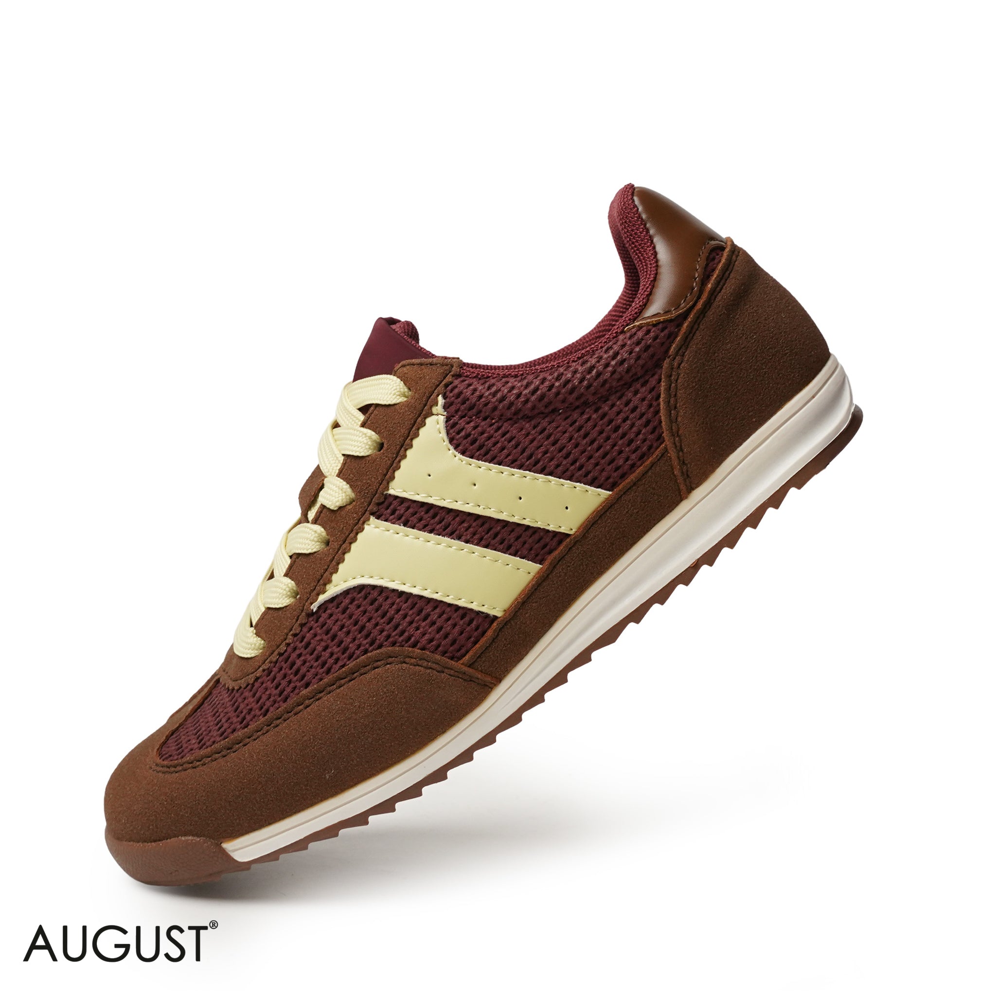 BROWN SUEDE LEATHER SNEAKERS WITH MESH ACCENTS