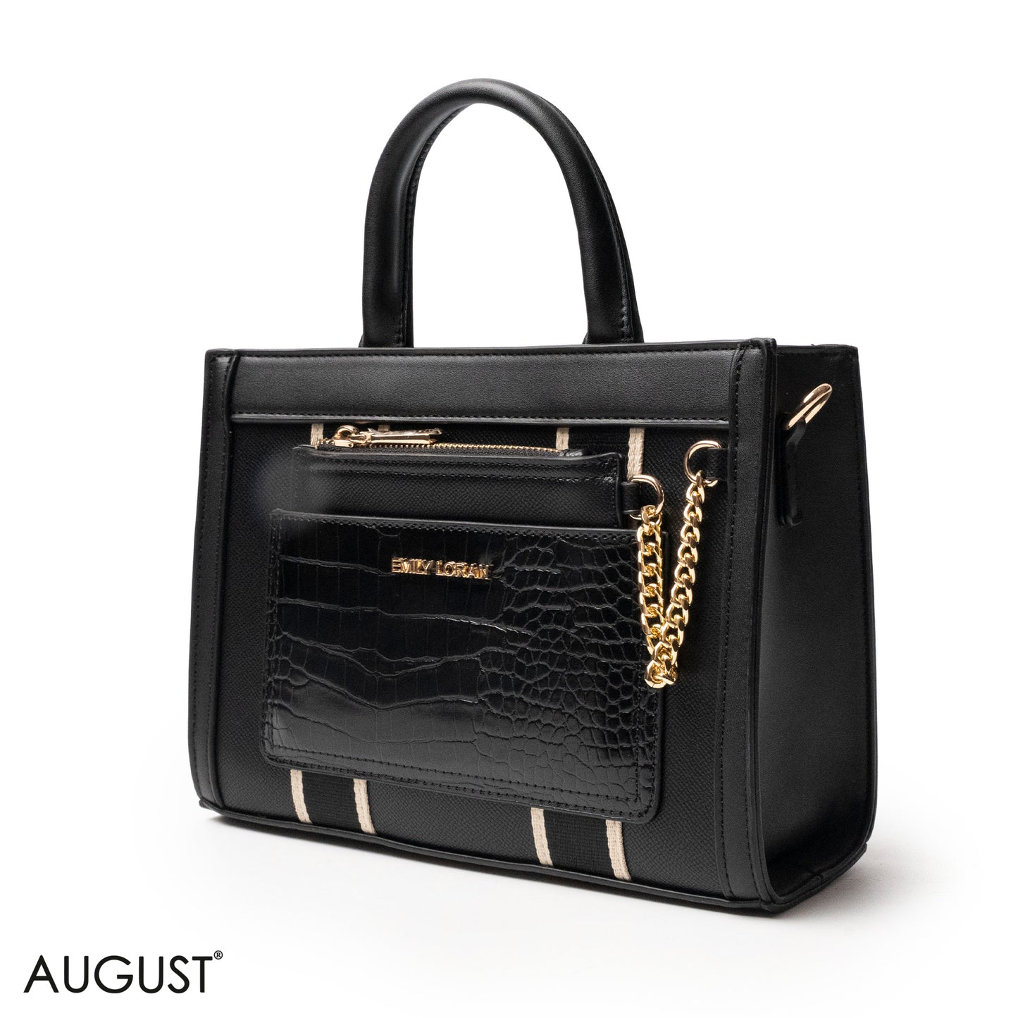 EMILY LORAN HANDBAG WITH FABRIC ACCENTS - MED