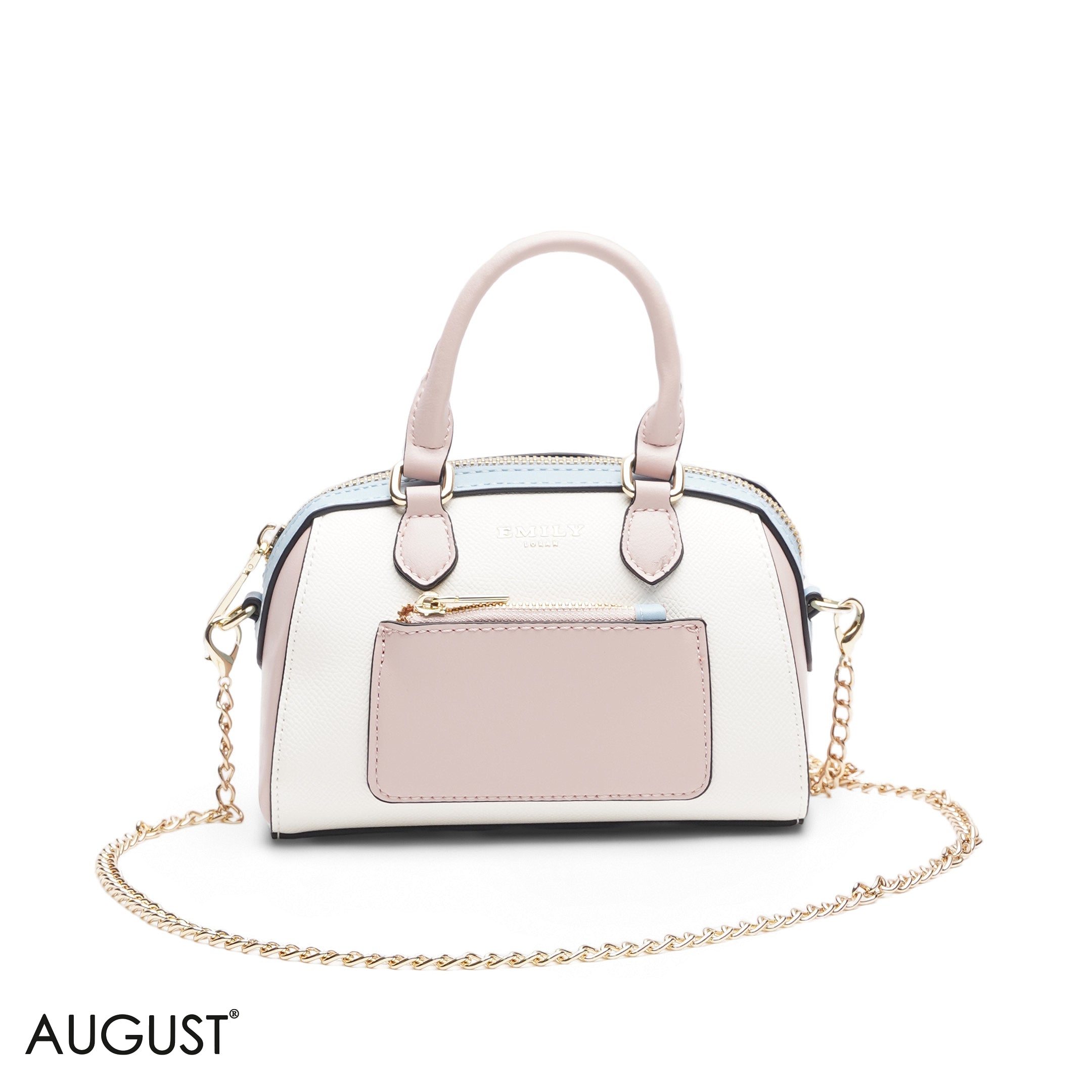 MINI MULTI COLOR BAG WITH FRONT POUCH & GOLD METAL STRAP