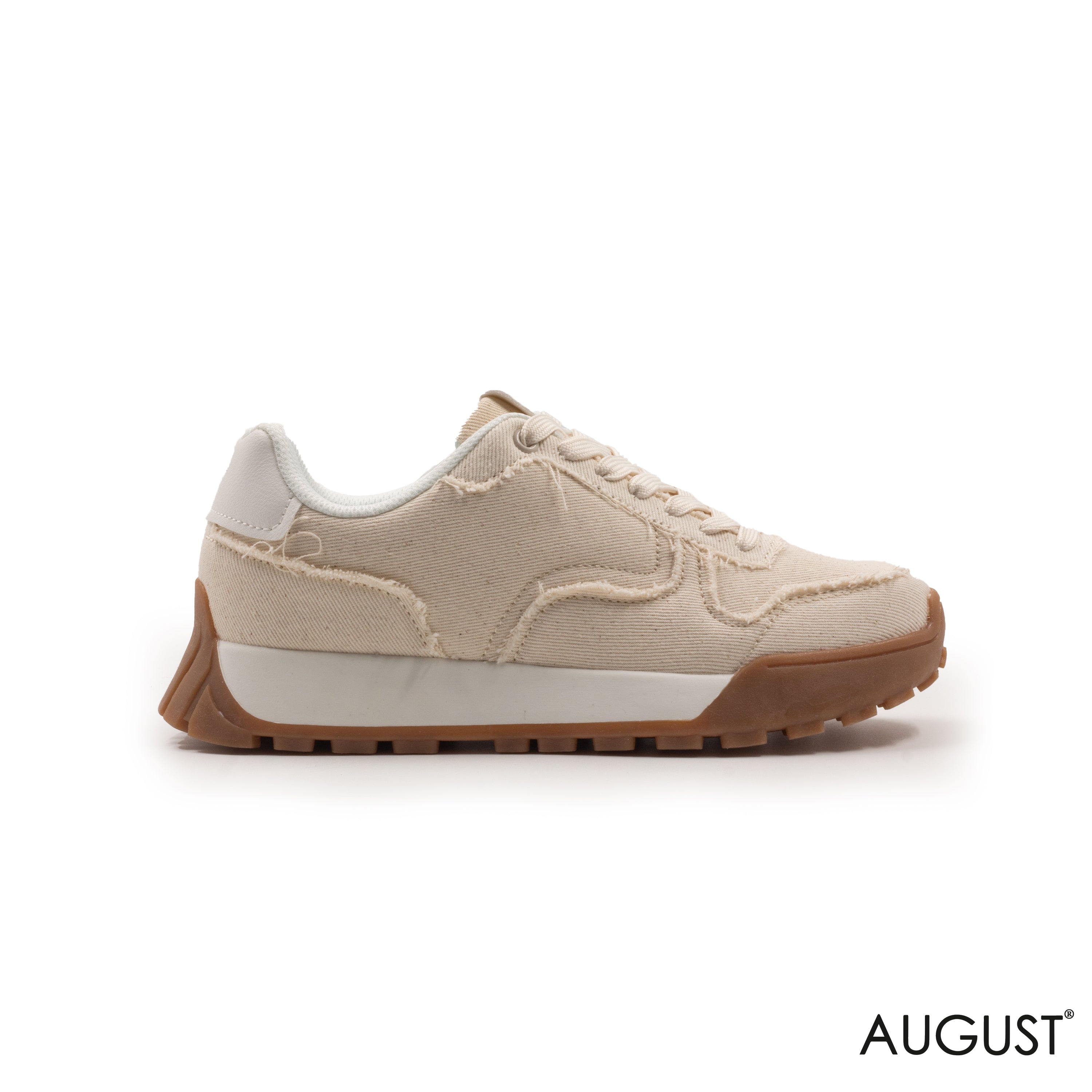 FABRIC CREAMY SNEAKERS WITH RUBBER SOLE