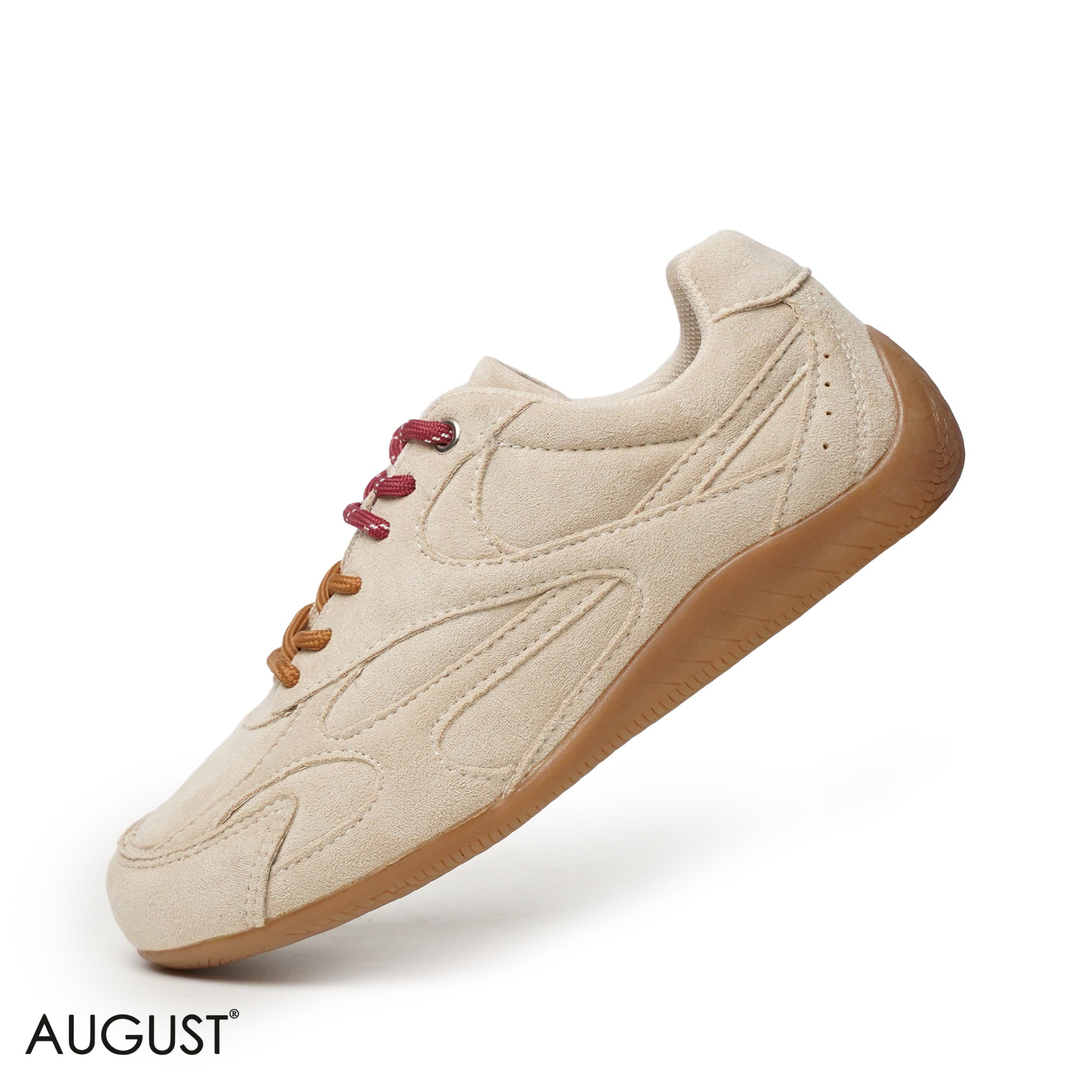 BEIGE CHAMOIS LEATHER SNEAKERS WITH COLORFUL BOND