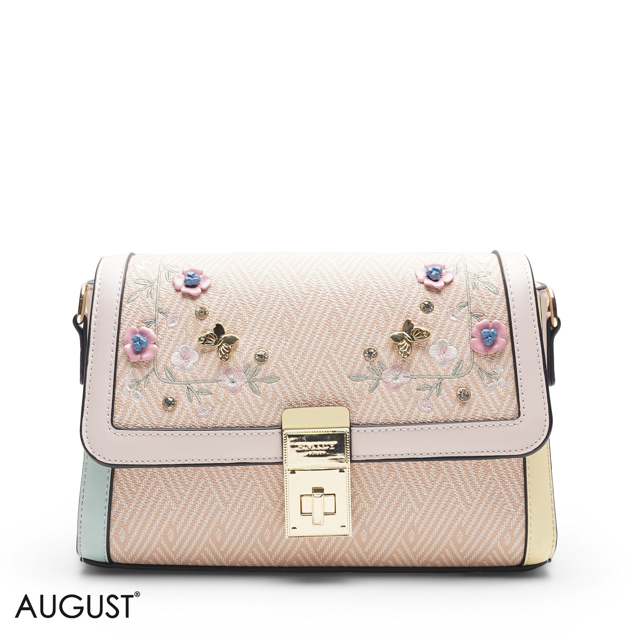 TEXTURED SCARF PEACH TOP HANDLE BAG - MED