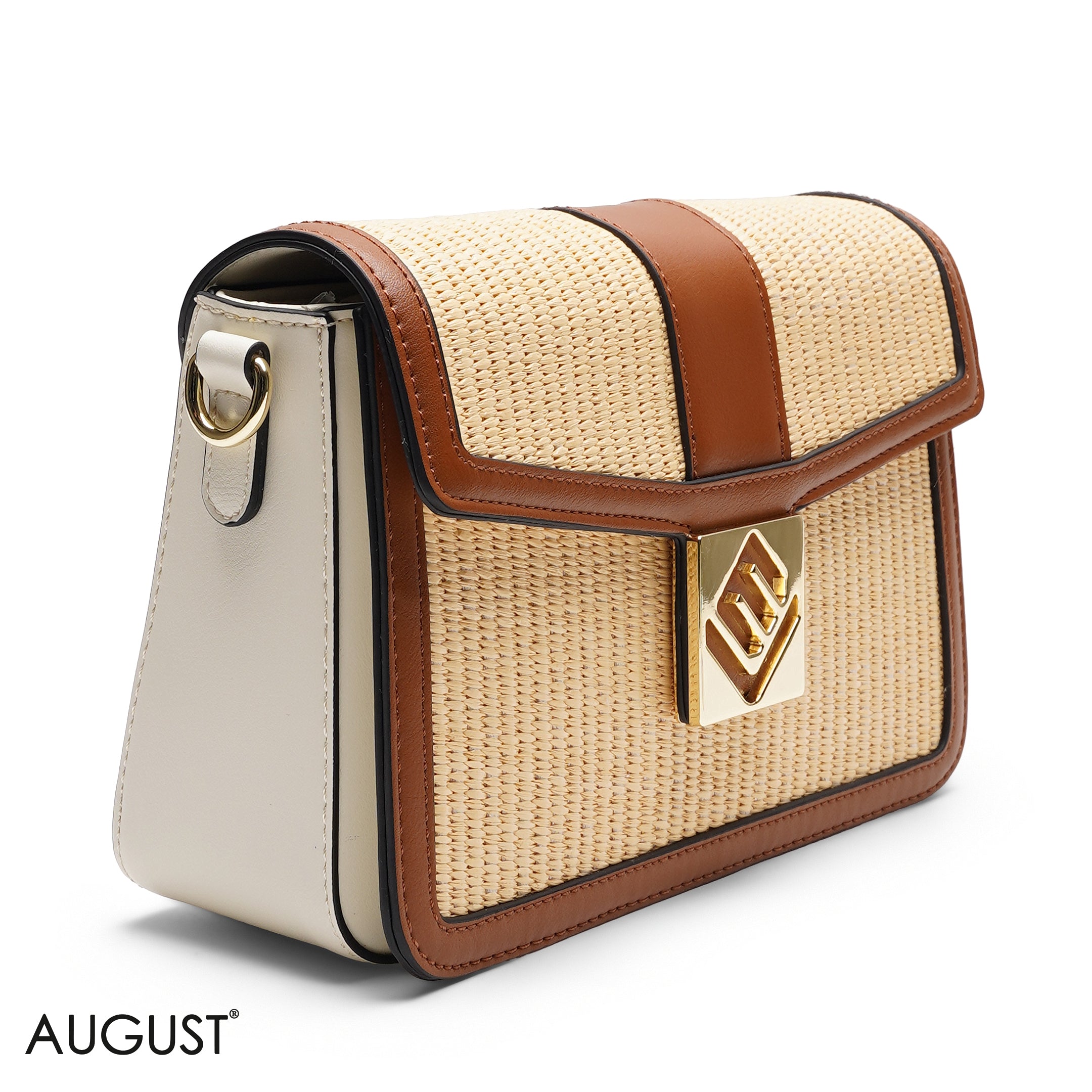 STRAW FLAP CROSSBODY BAG