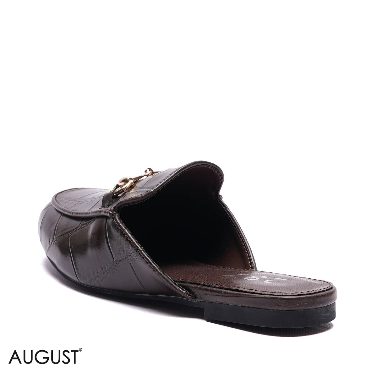 CROC-EMBOSSED HORSEBIT BACKLESS MULES