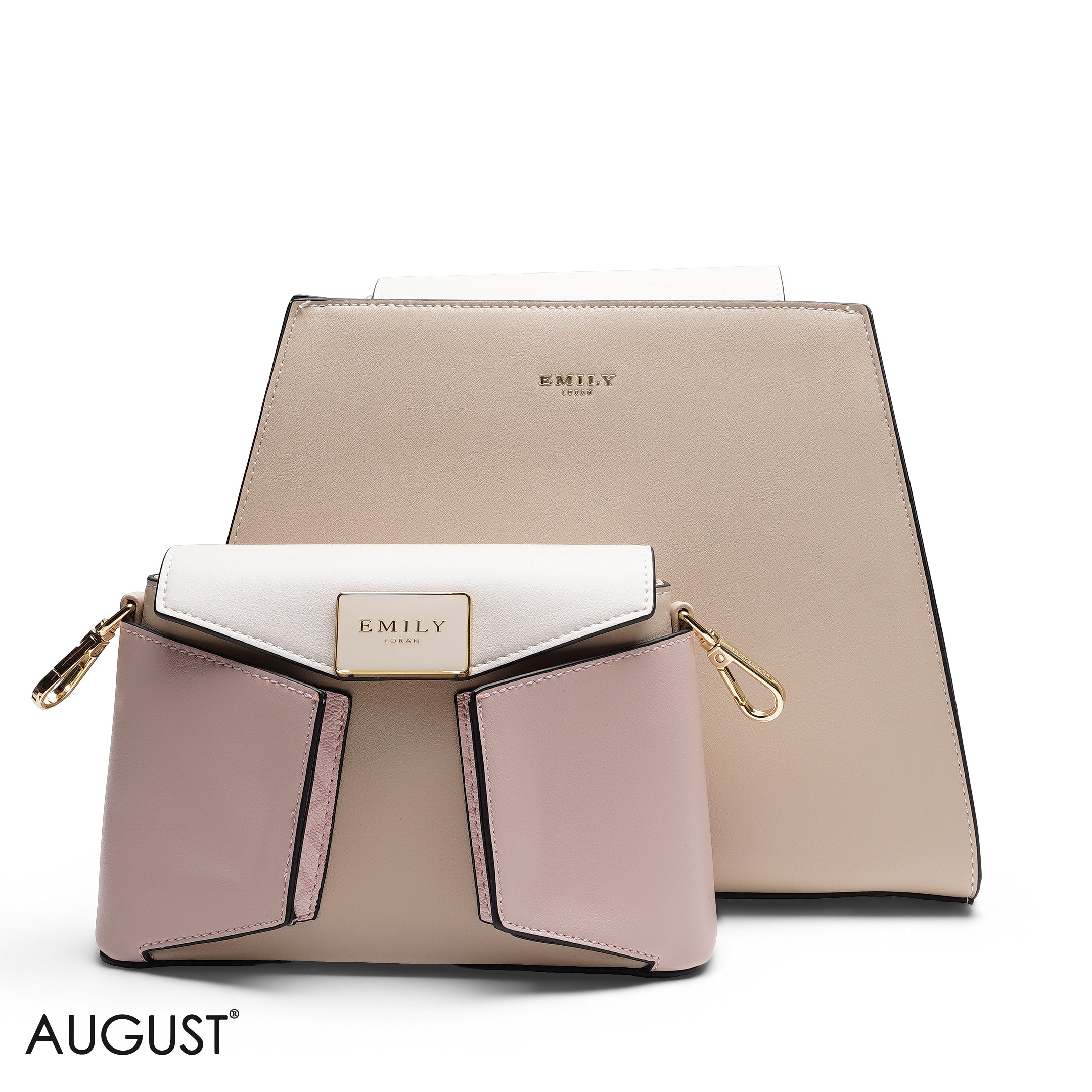 STRUCTURED LEATHER TOTE WITH DETACHABLE POUCH