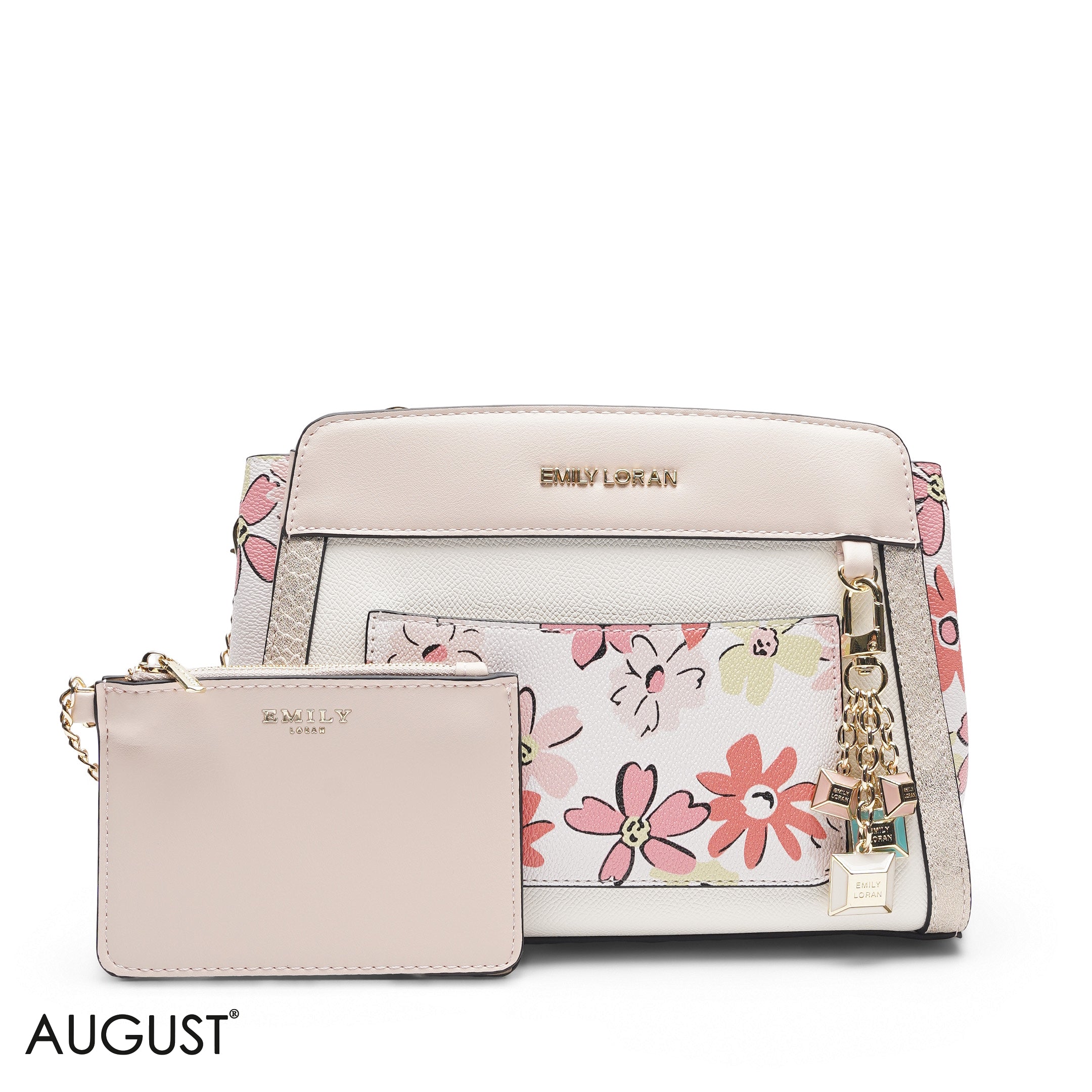 BEIGE FLORAL SCARF TOTE BAG 
- SMALL