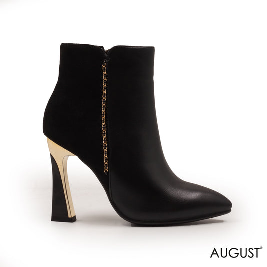 HIGH-HEEL LEATHER ANKLE BOOTS