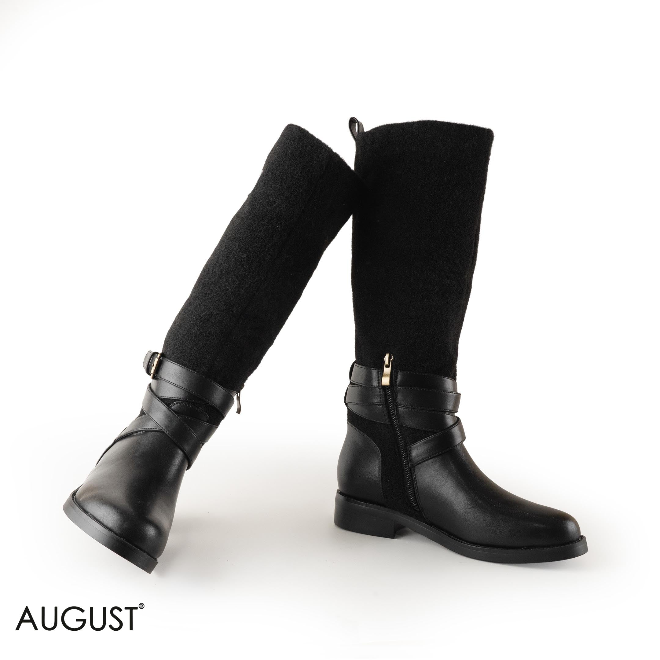 LEATHER LONG BOOT WITH TALL SHAFT IS A FABRIC