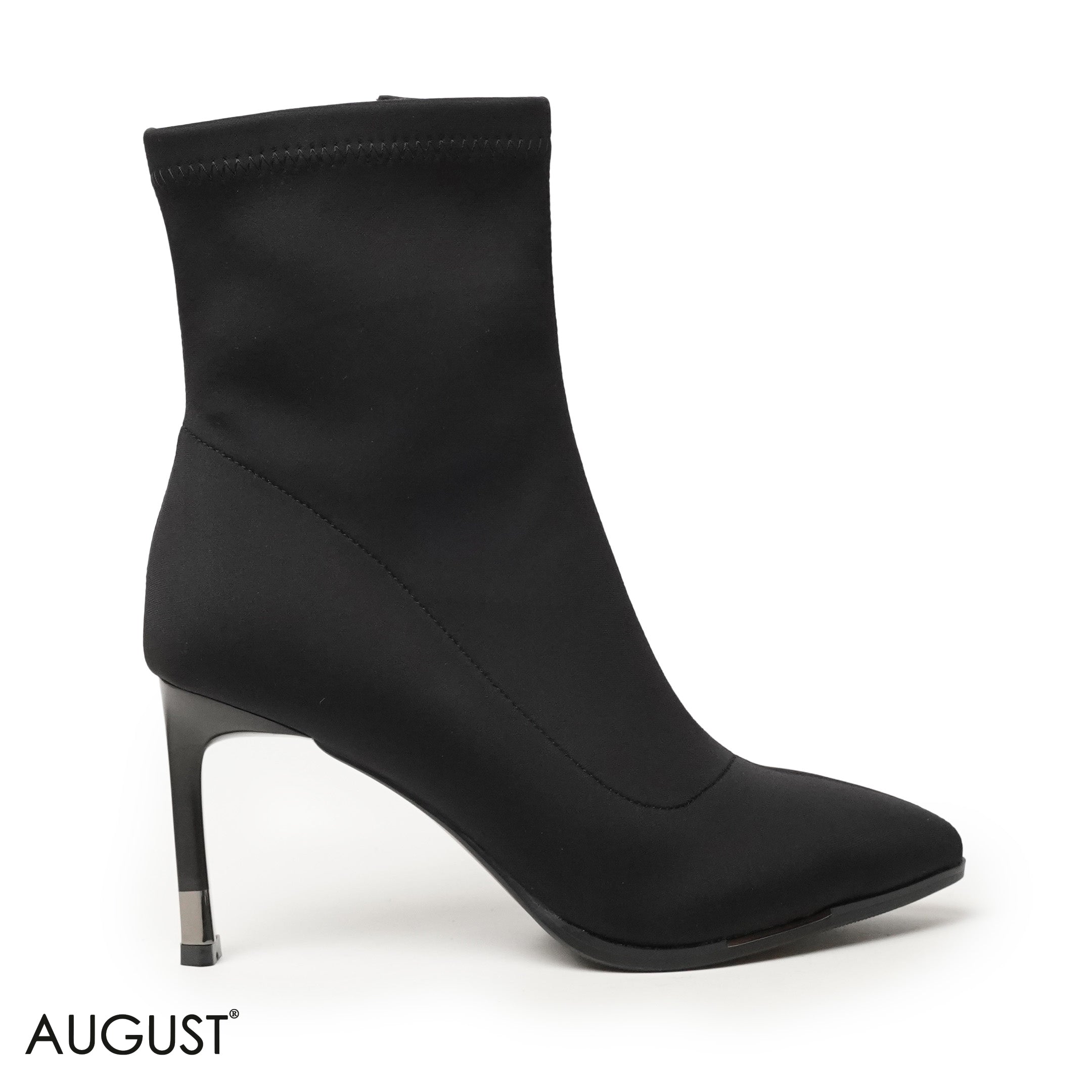 CLASSIC STRETCHY SOCK HEELED ANKLE BOOTS WITH SIDE ZIPPER