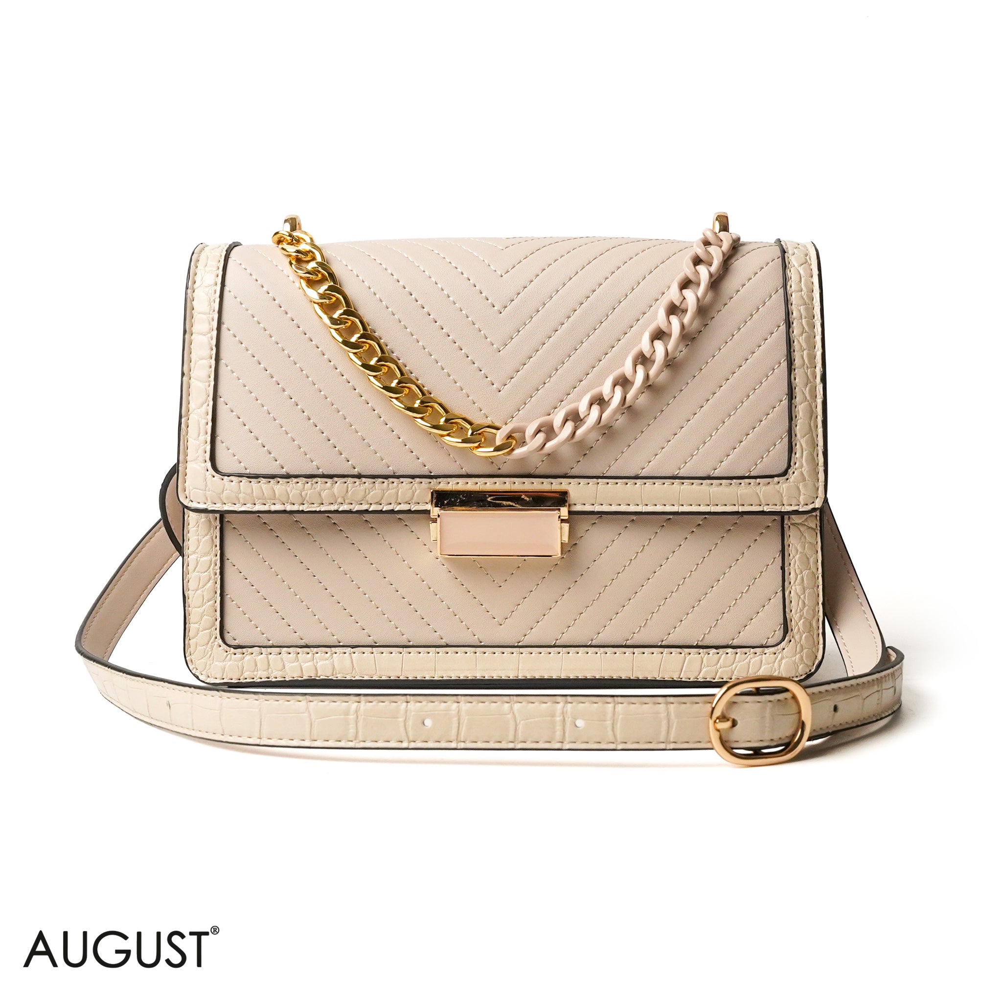 BEIGE CROSS BAG WITH SIMPLE BUFF DETAIL - MED
