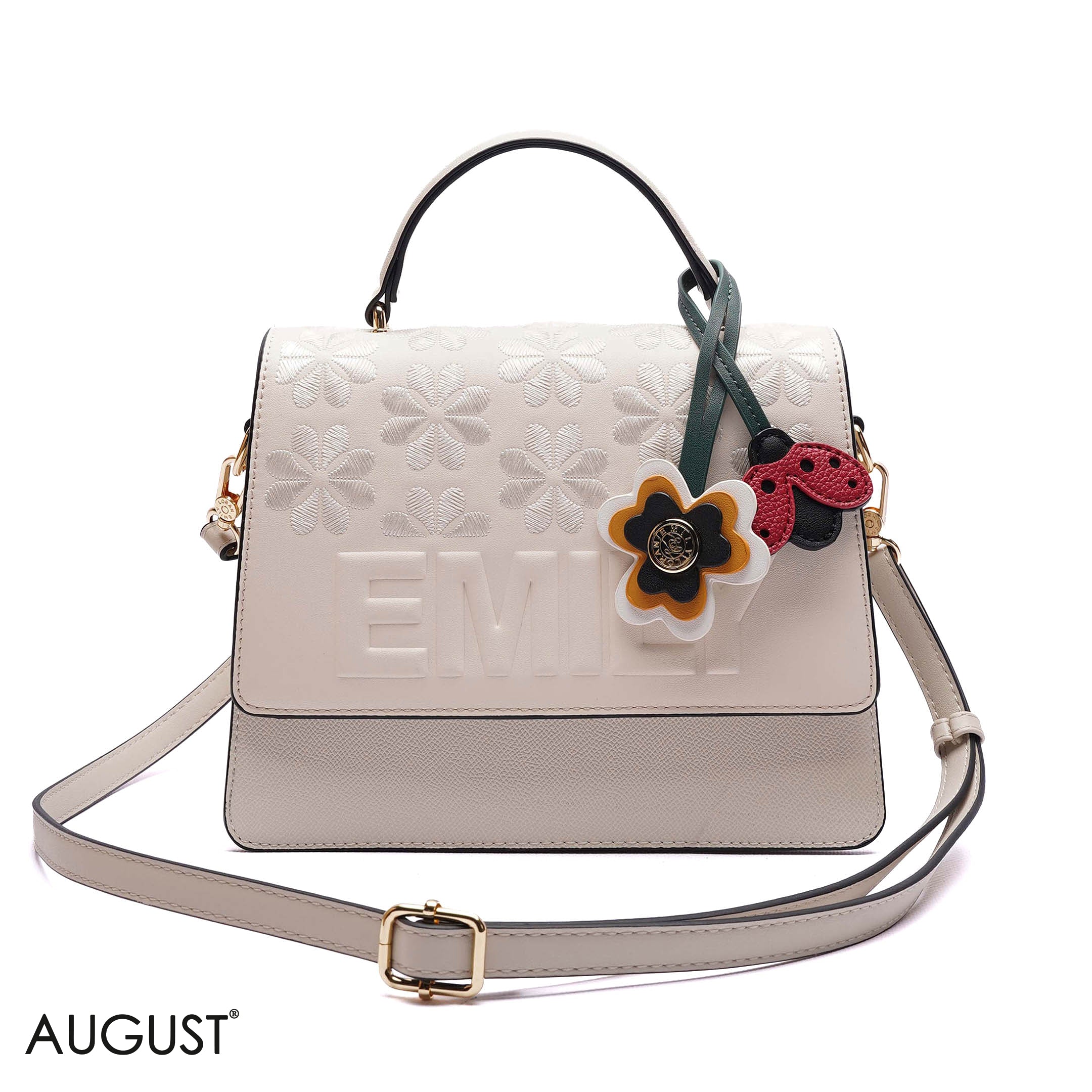 EMBOSSED FLORAL TOP-HANDLE SATCHEL BAG