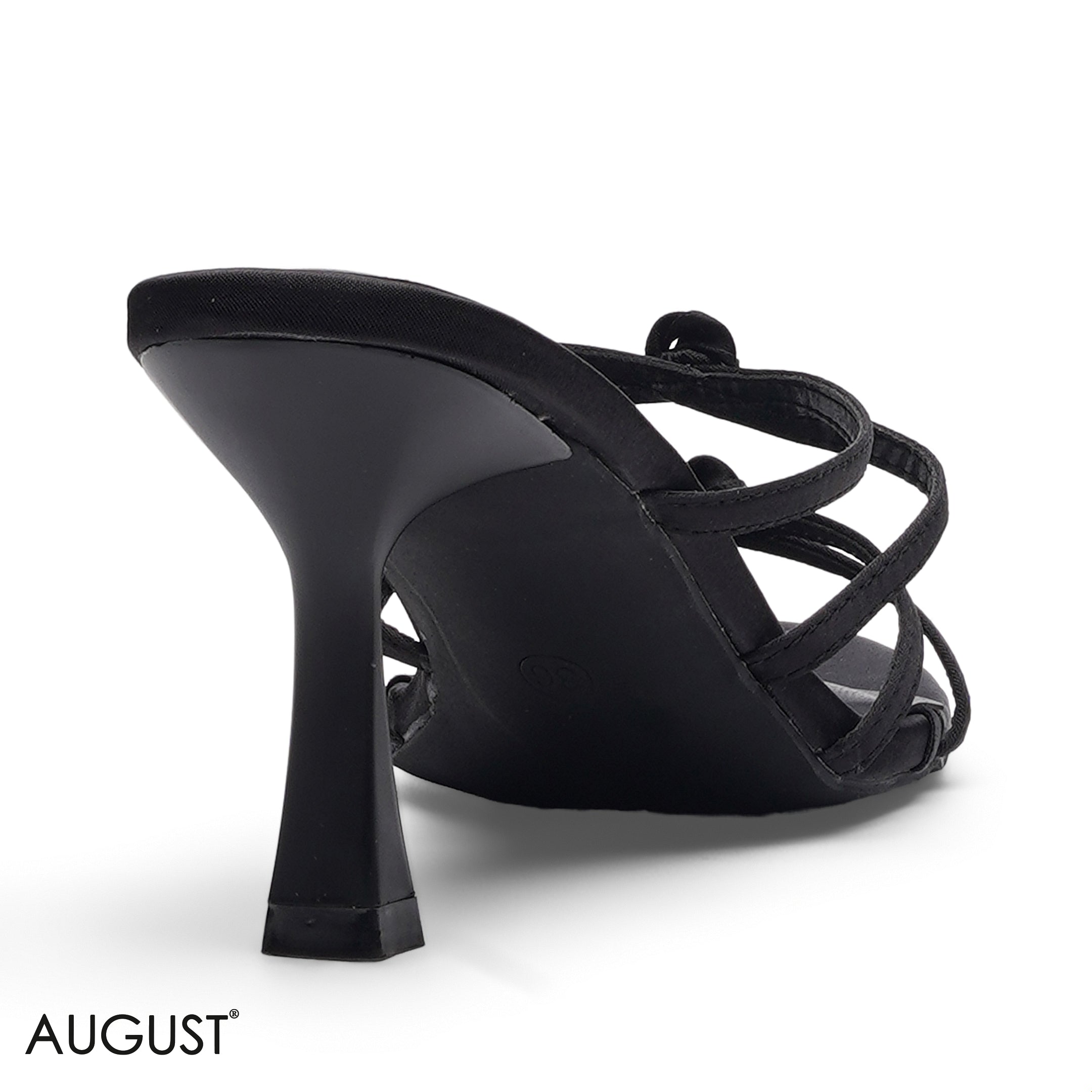 BLACK SATIN STRAPPY SABO WITH DETAILS BOWS