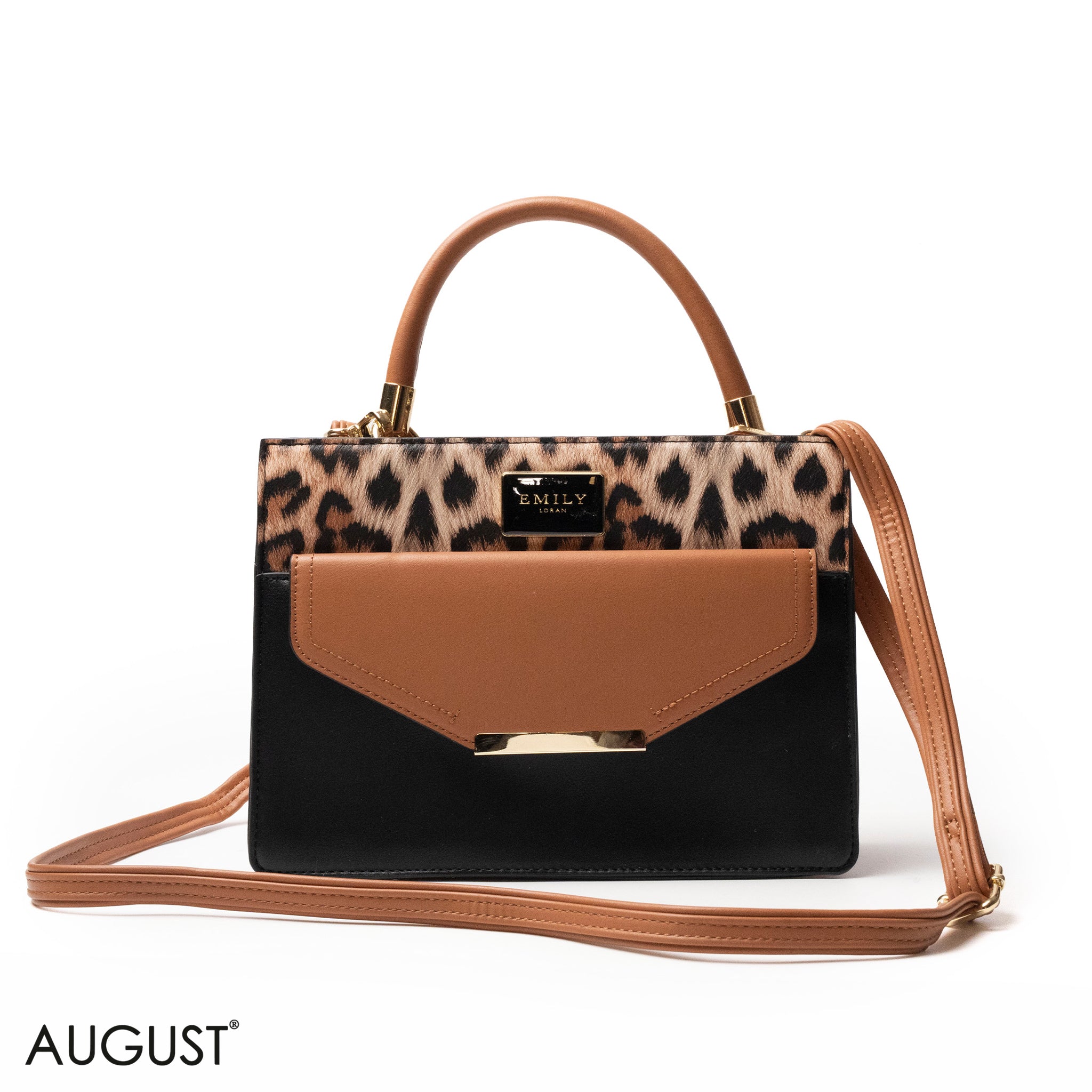 TIGER LEATHER HANDBAG WITH FLAP - MED