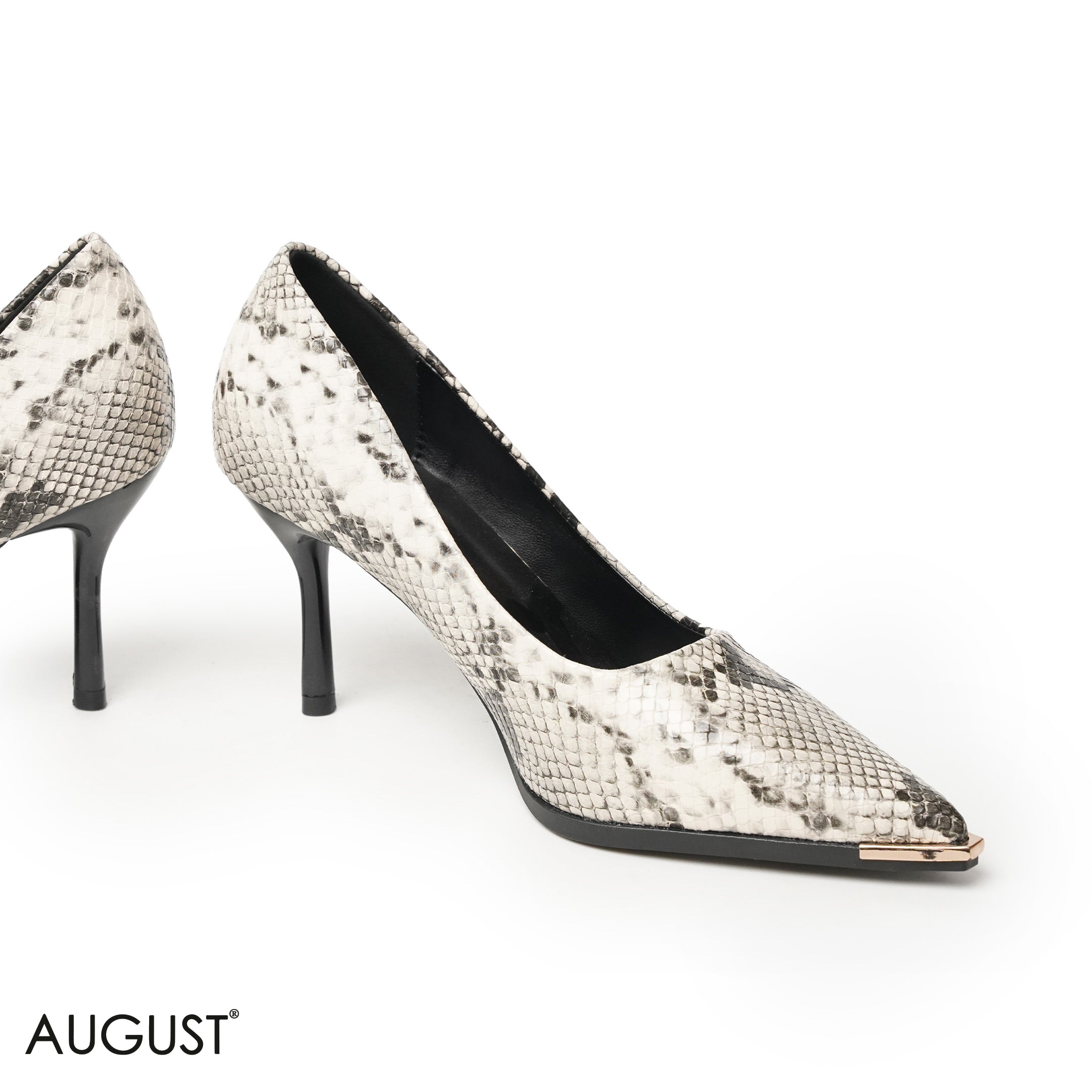 SNAKE SMOOTH LEATHER MED- HEEL SHOES