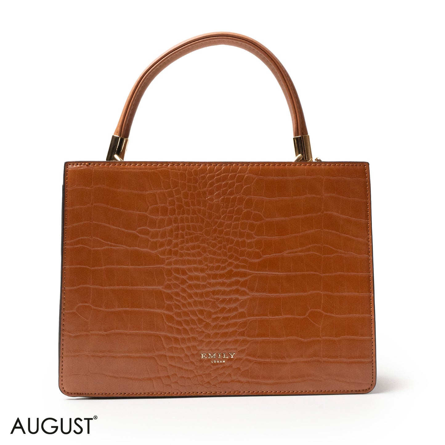 CROC LEATHER HANDBAG WITH FLAP - MED