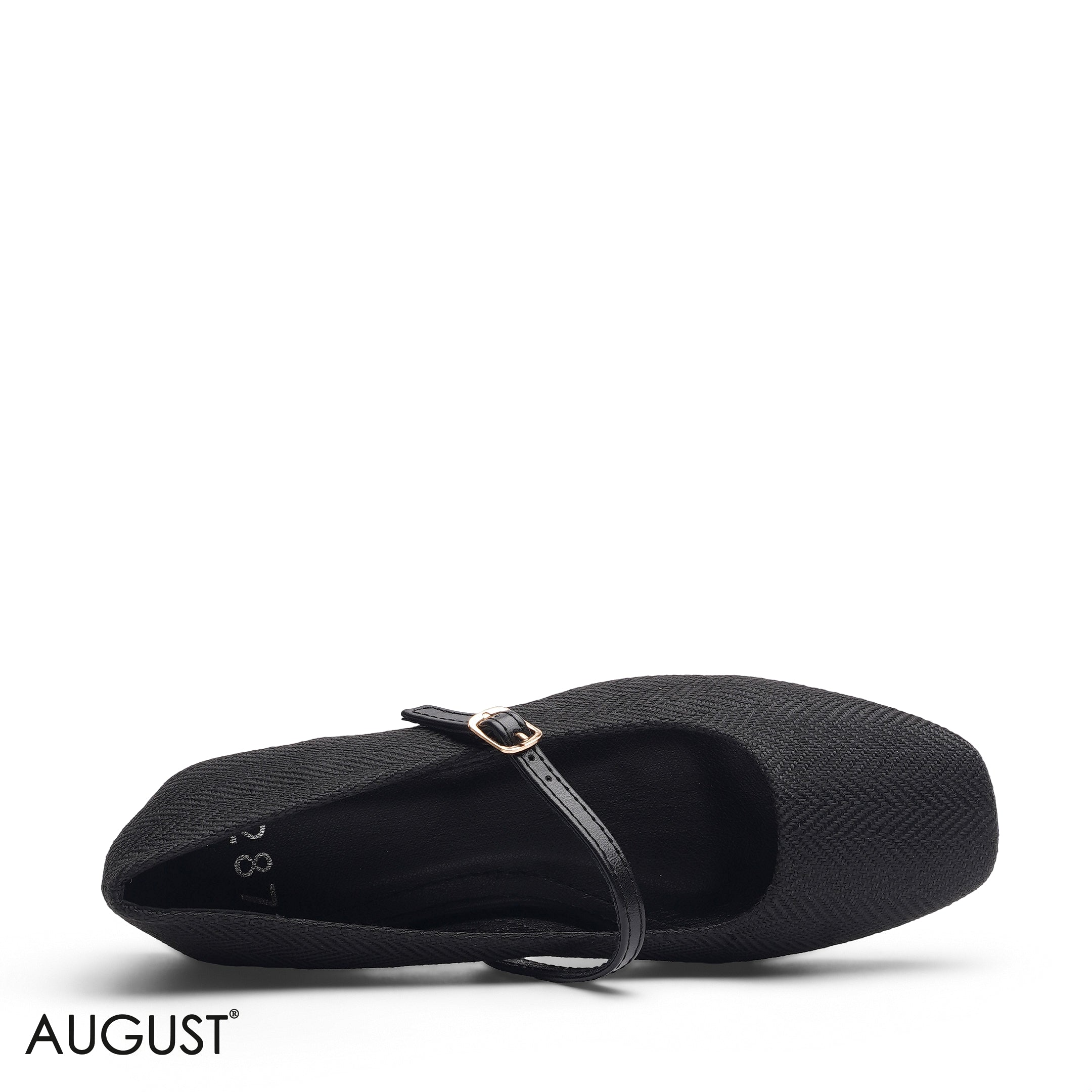 BLACK TEXTURED HERRINGBONE MARY JANES