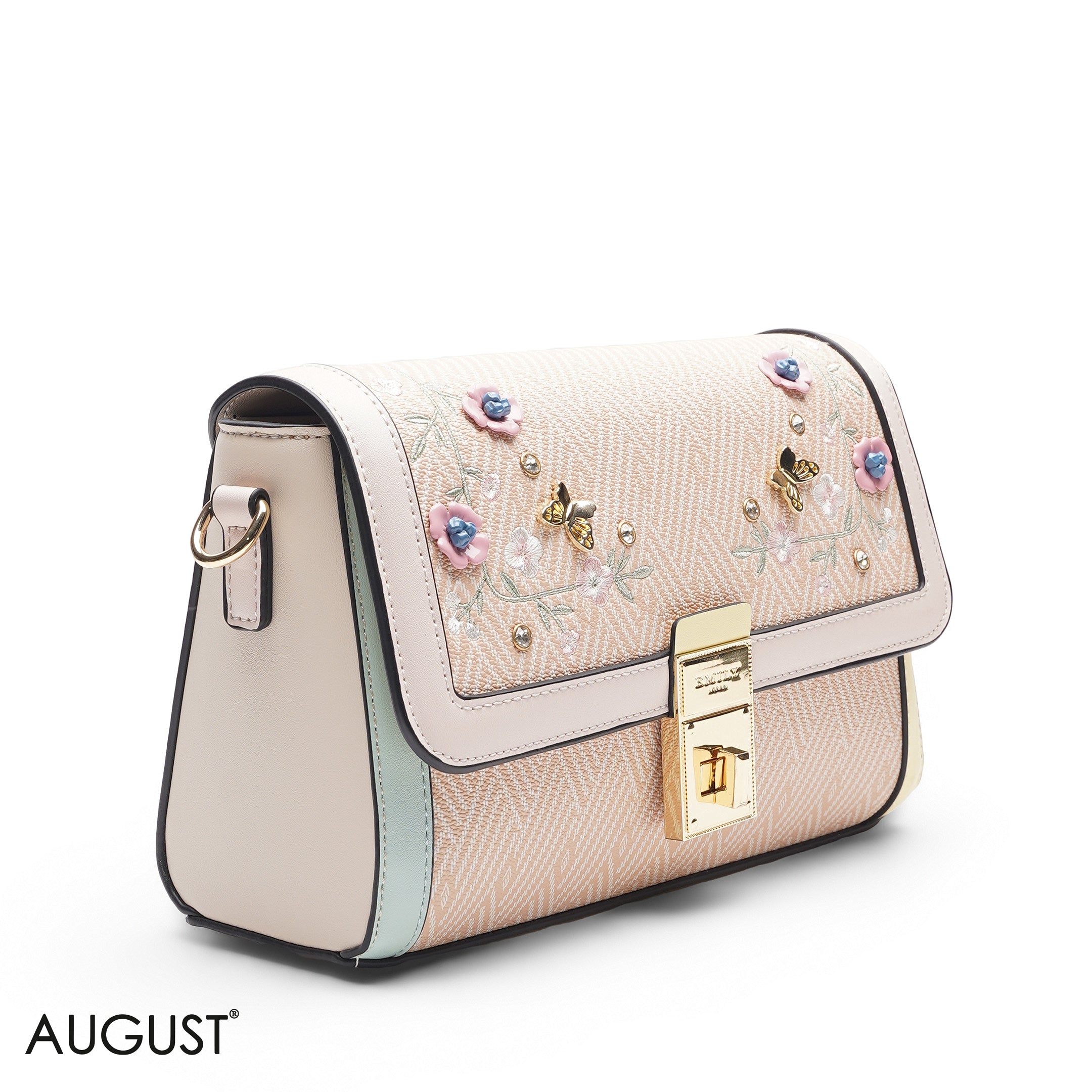 TEXTURED SCARF PEACH TOP HANDLE BAG - MED
