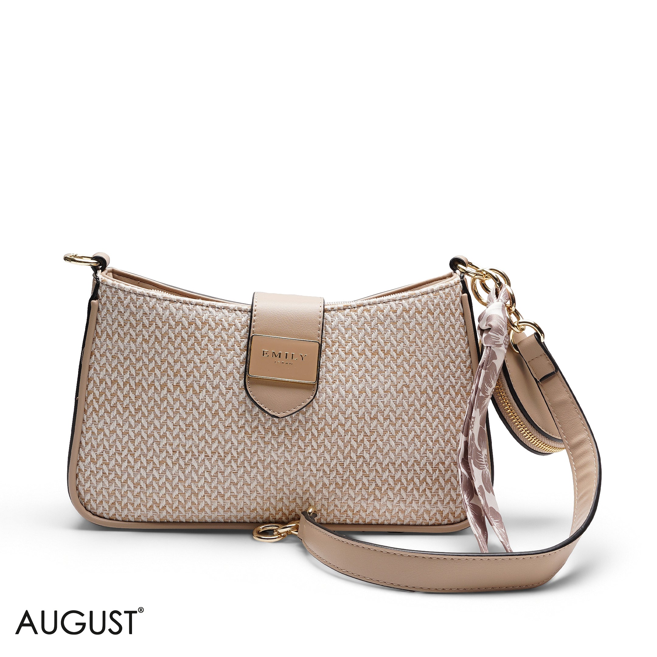 TEXTURED SHOULDER BAG WITH POUCH AND SCARF