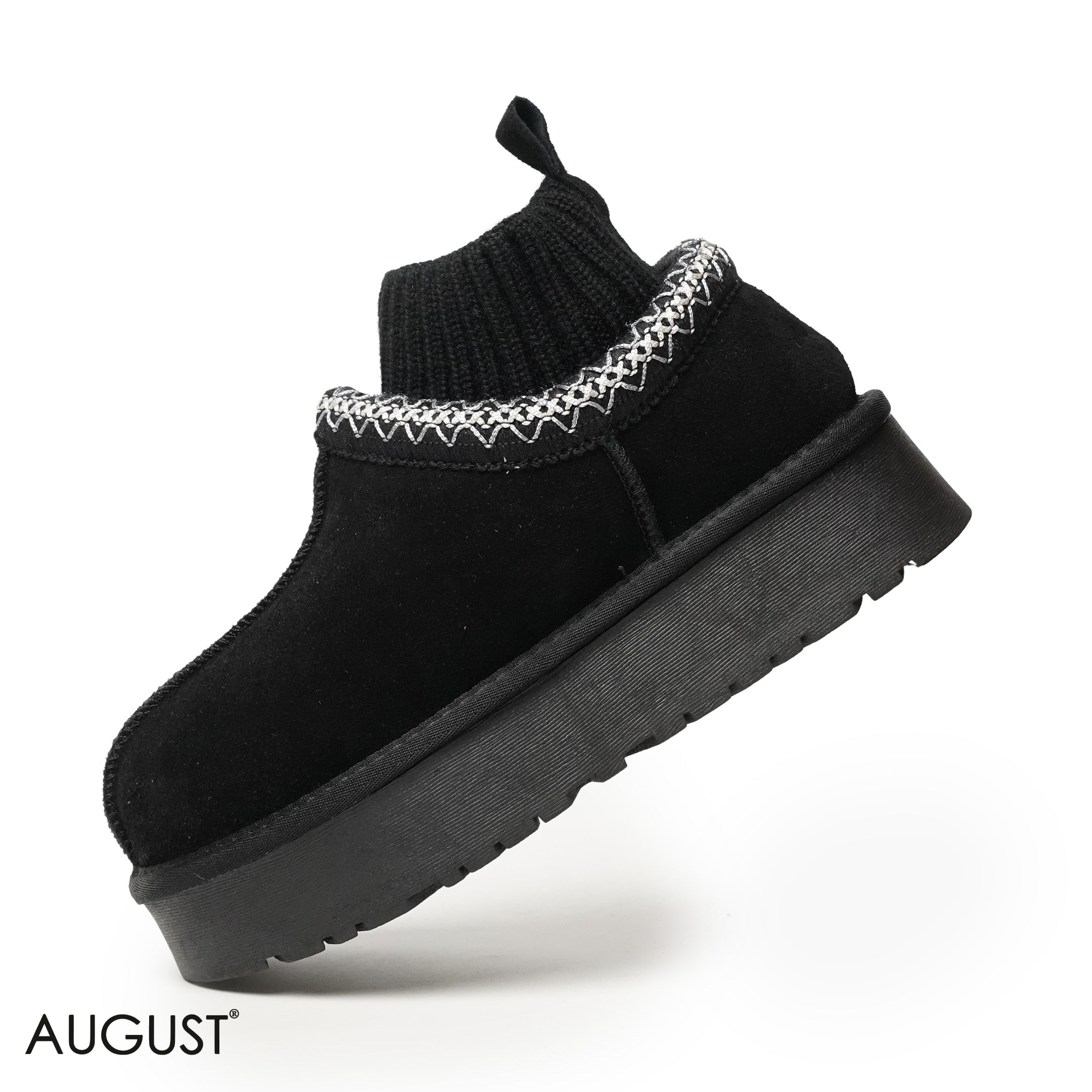 BLACK SUEDE LEATHER WITH SOCK ANKLE UGGS