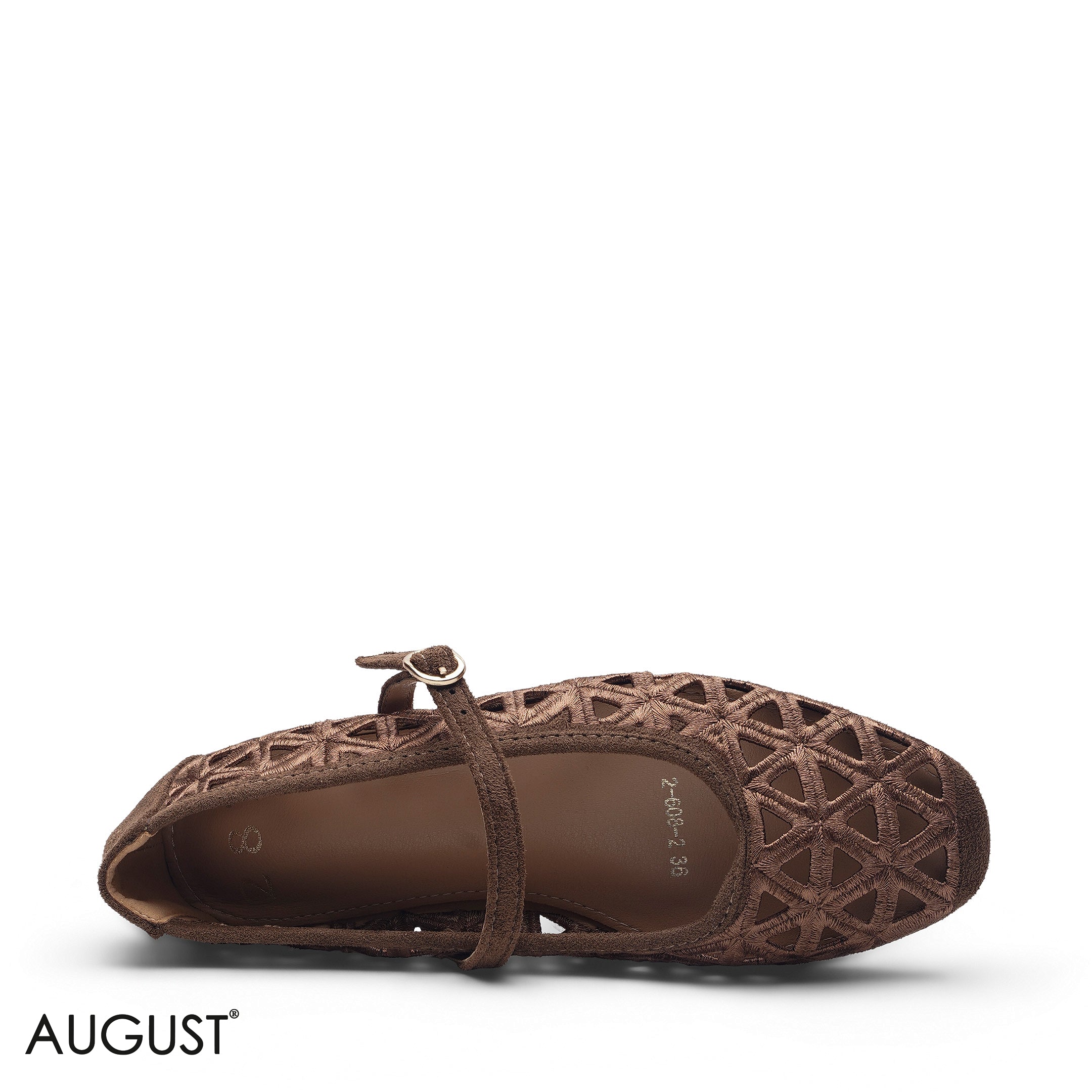 BROWN SUEDE CUT-OUT GOLD MARY JANE