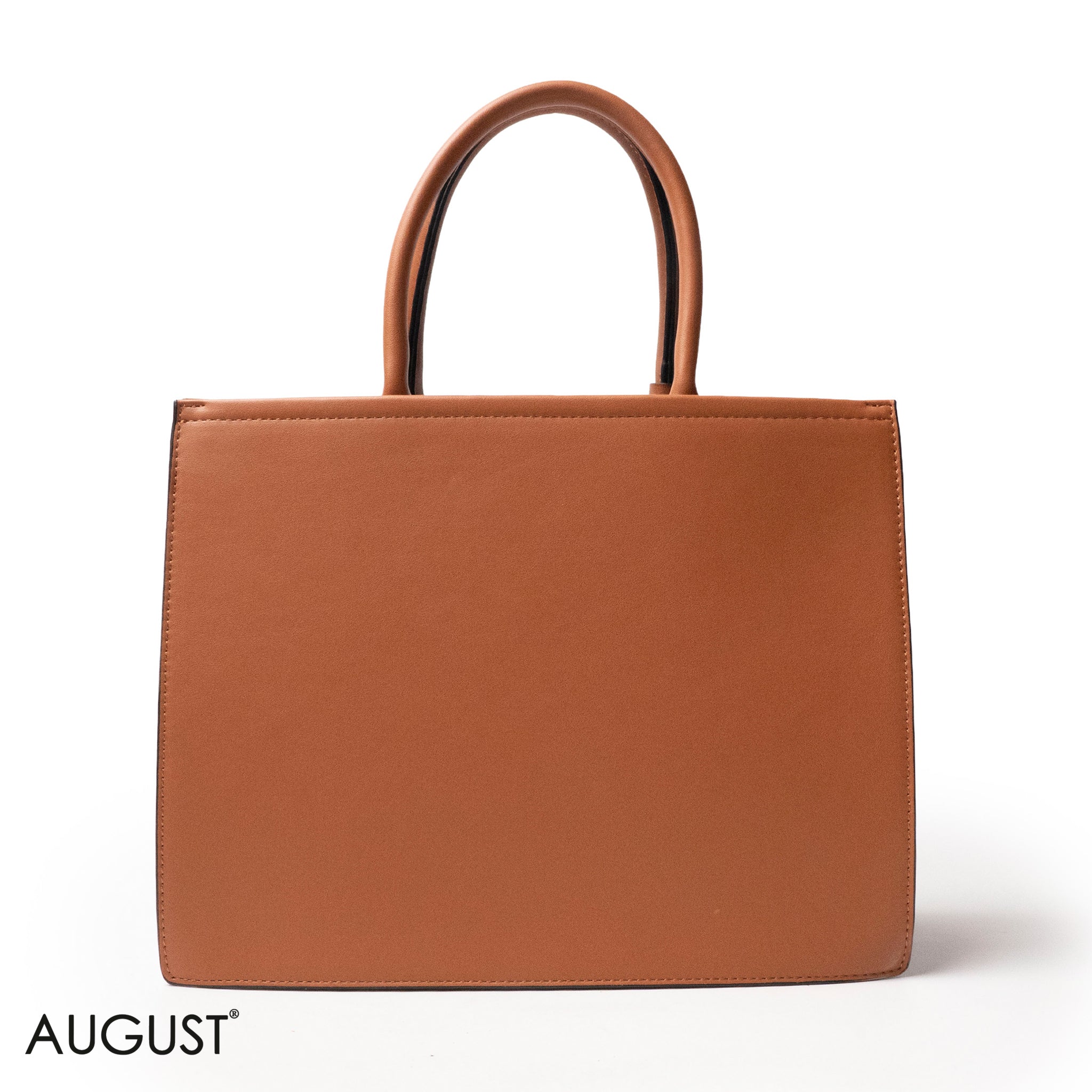 LEATHER HANDBAG WITH STRIPED NAVY DETAIL TOUCH - LARGE