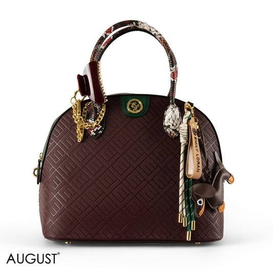 EMILY LORAN EMBOSSED LEATHER HANDBAG WITH ACCESSORIES - LARGE