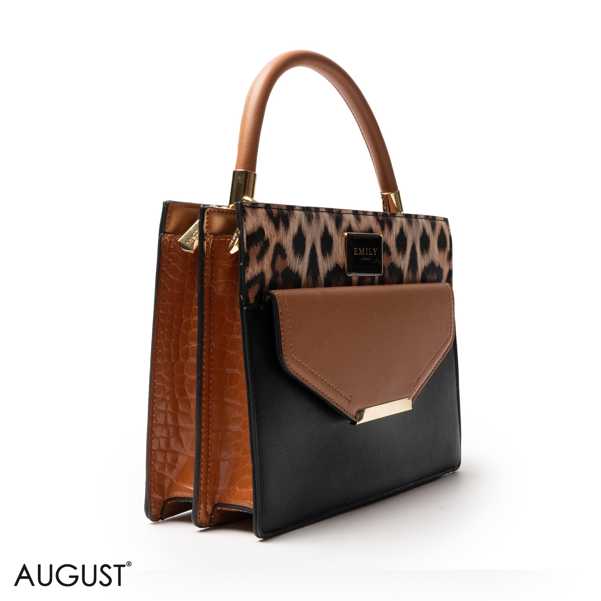 TIGER LEATHER HANDBAG WITH FLAP - MED