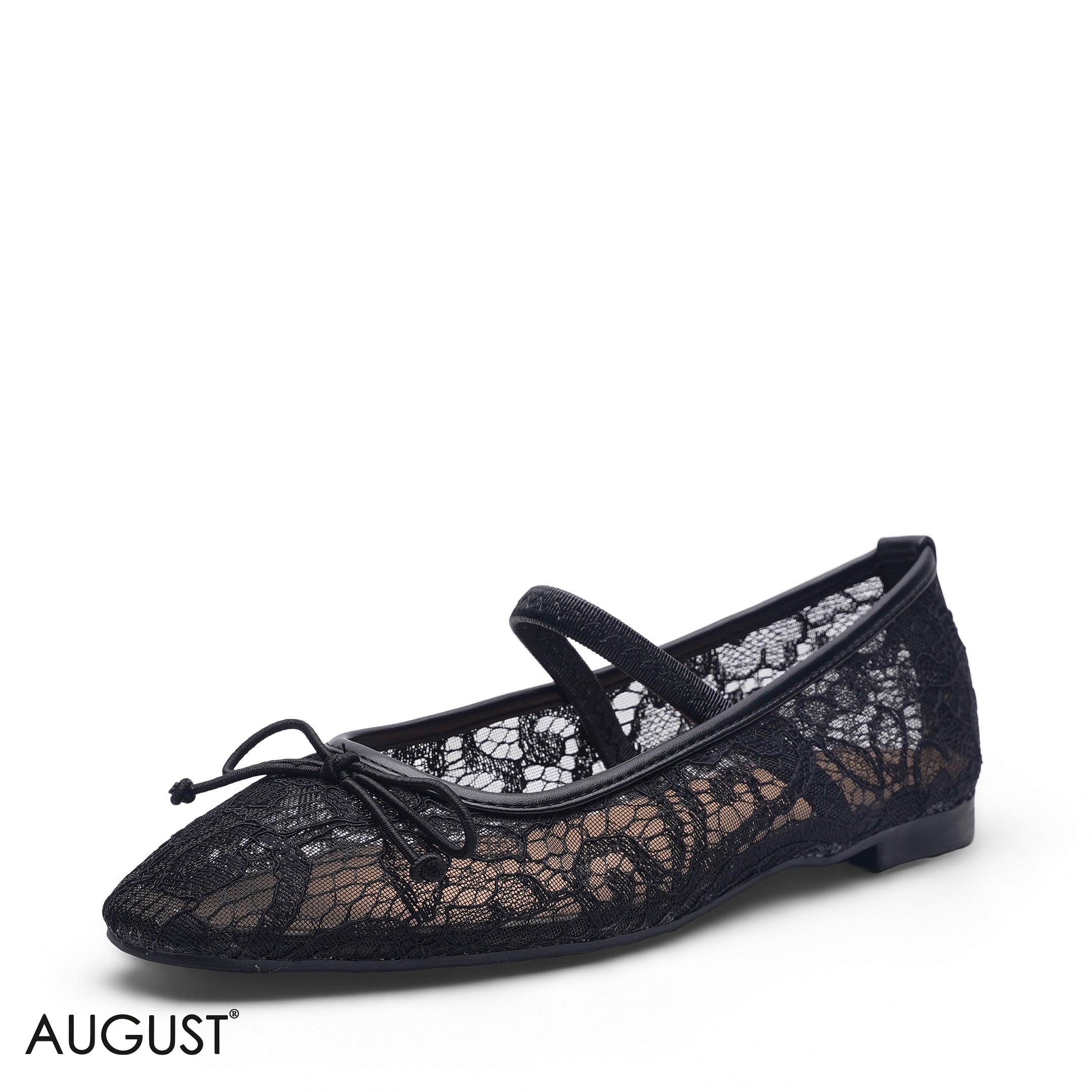 ELEGANT BLACK LACE BOW BALLERINA