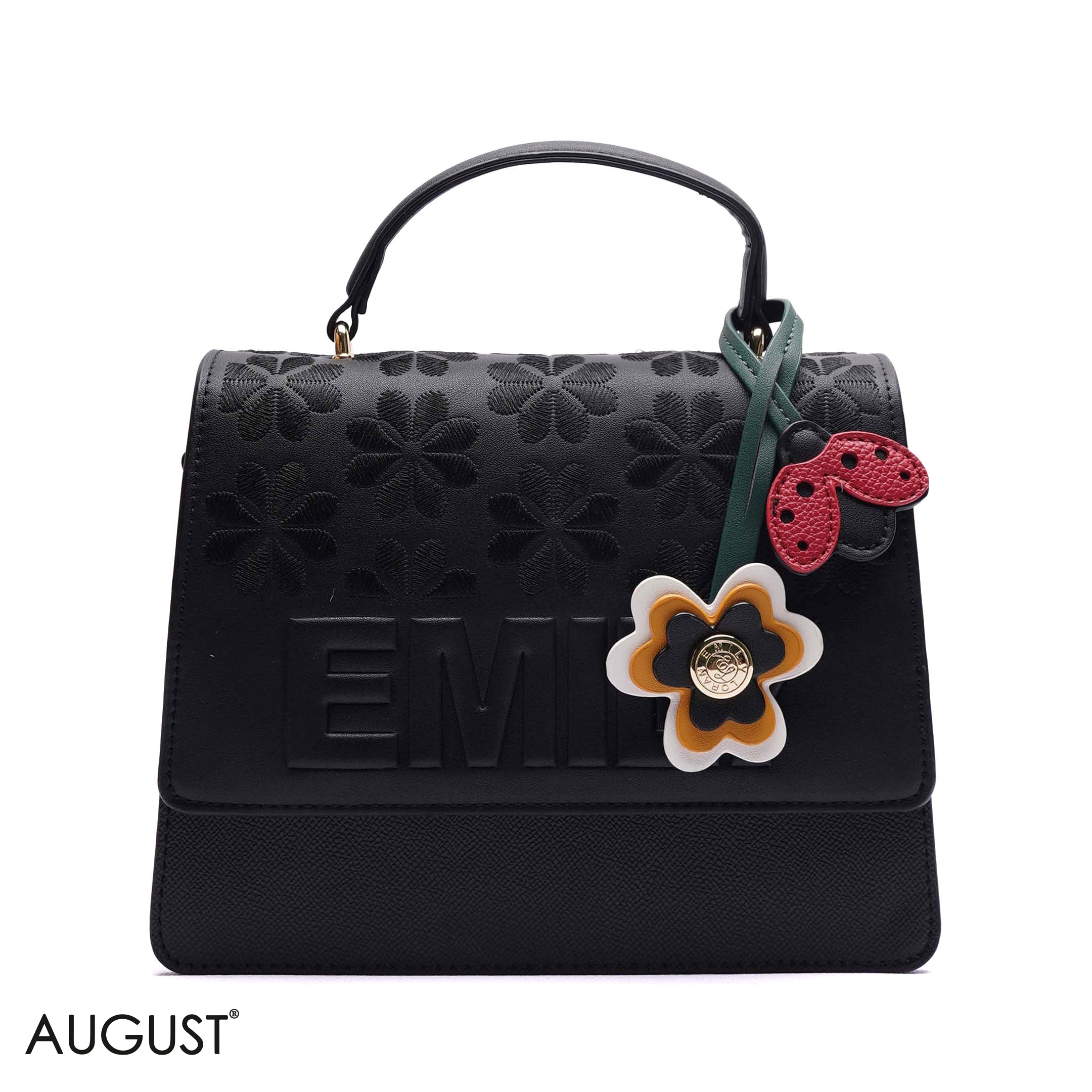EMBOSSED FLORAL TOP-HANDLE SATCHEL BAG