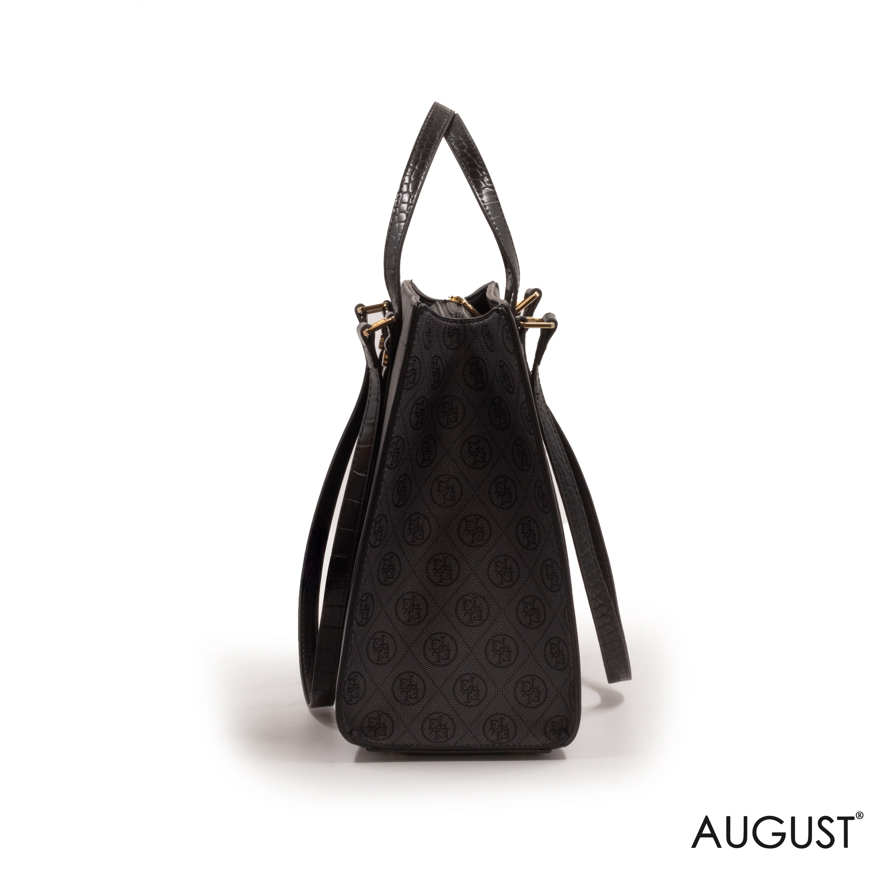 BLACK EMILY LORAN HANDBAG WITH BLACK LEATHER TRIM -LARGE