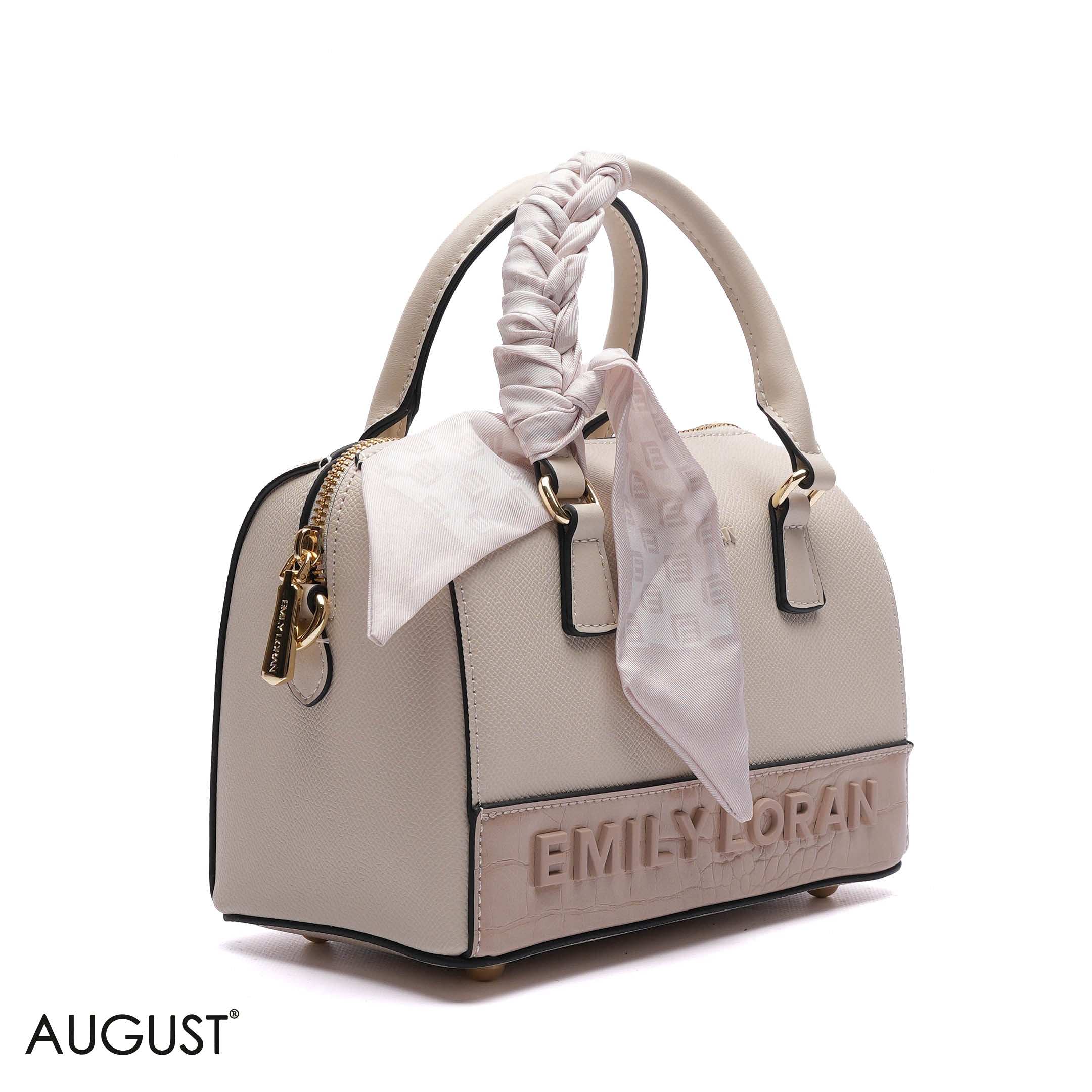 EMILY EMBOSSED LOGO BARREL BAG