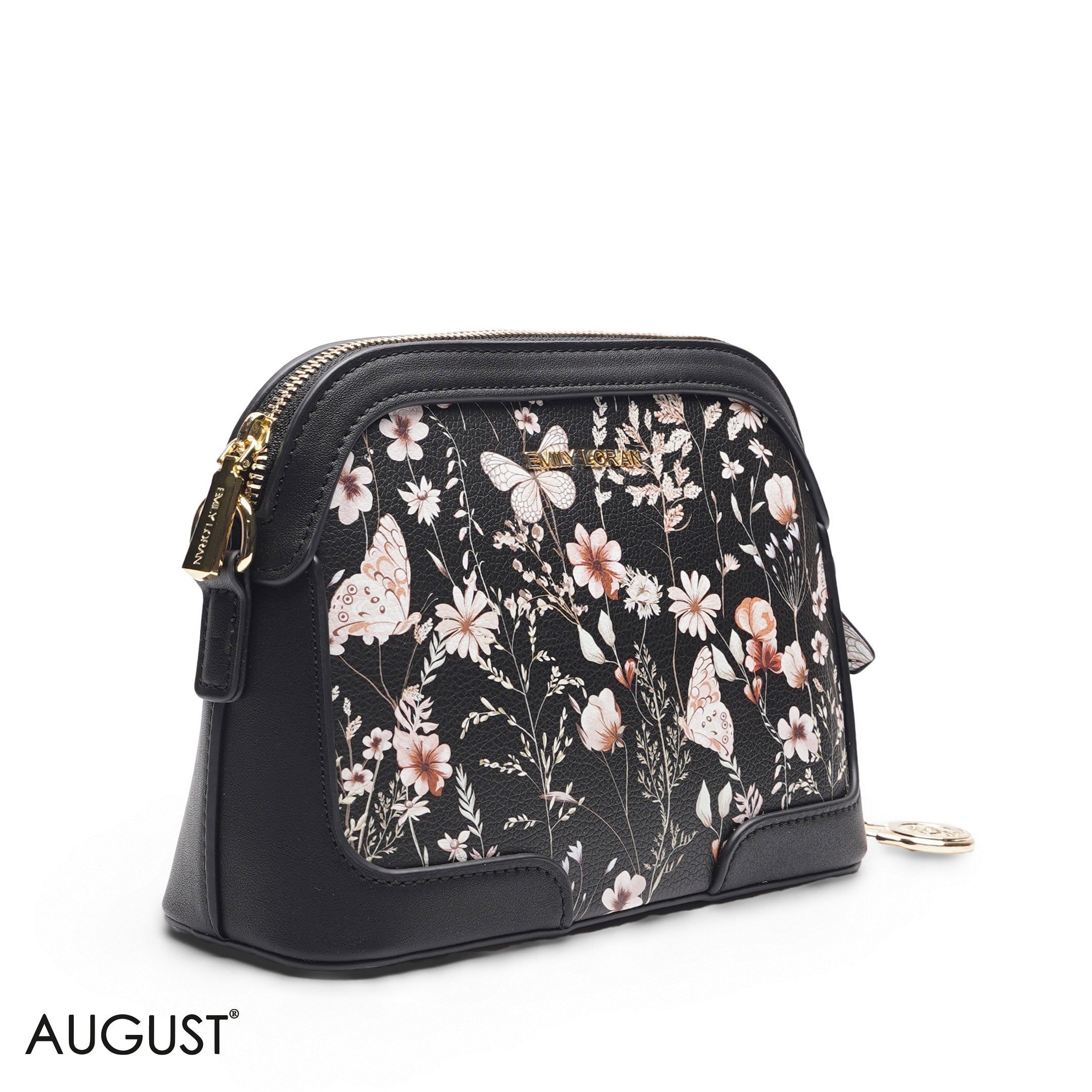 FLORAL BLACK TOP HANDLE BAG