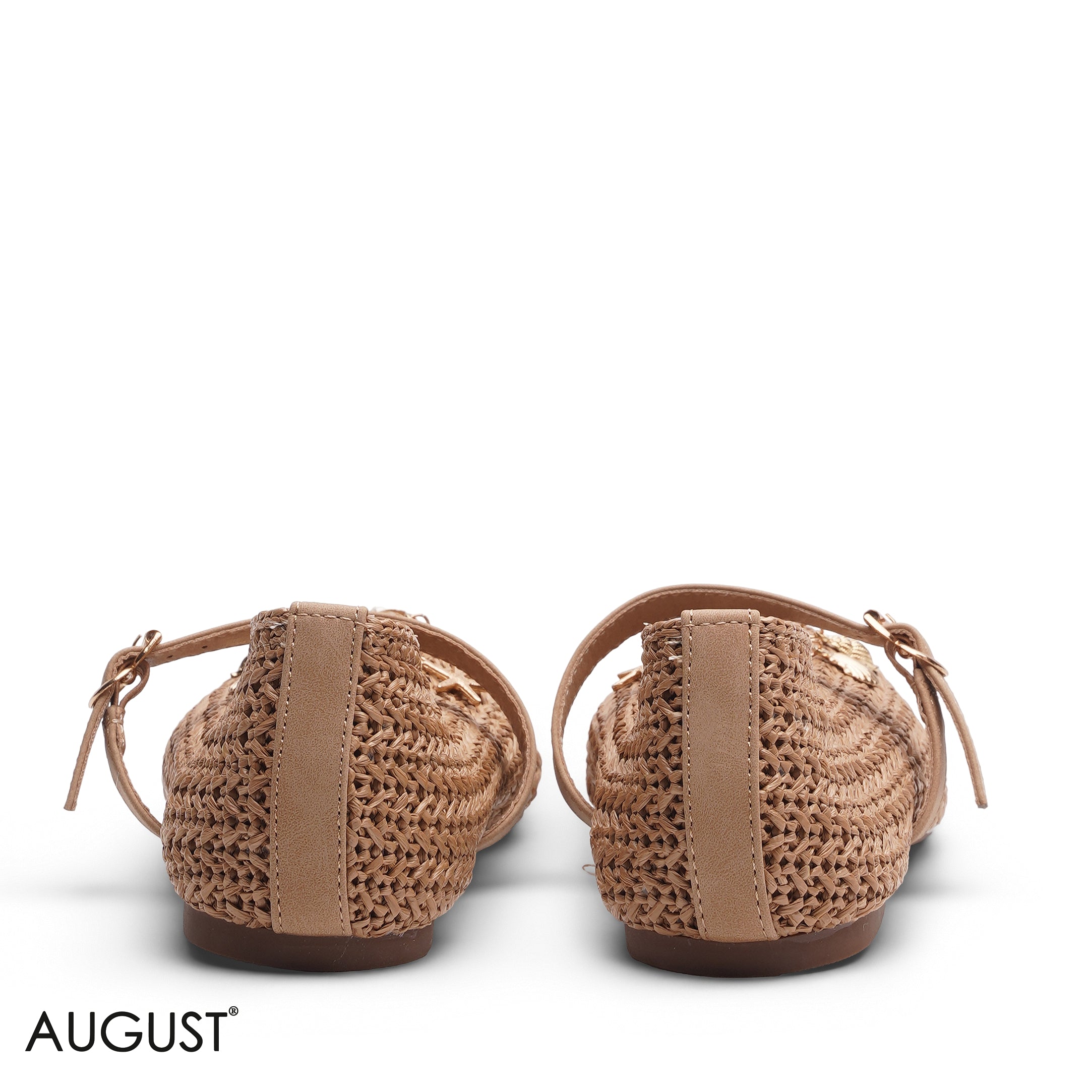 CAMEL WOVEN MESH CHARM FLATS