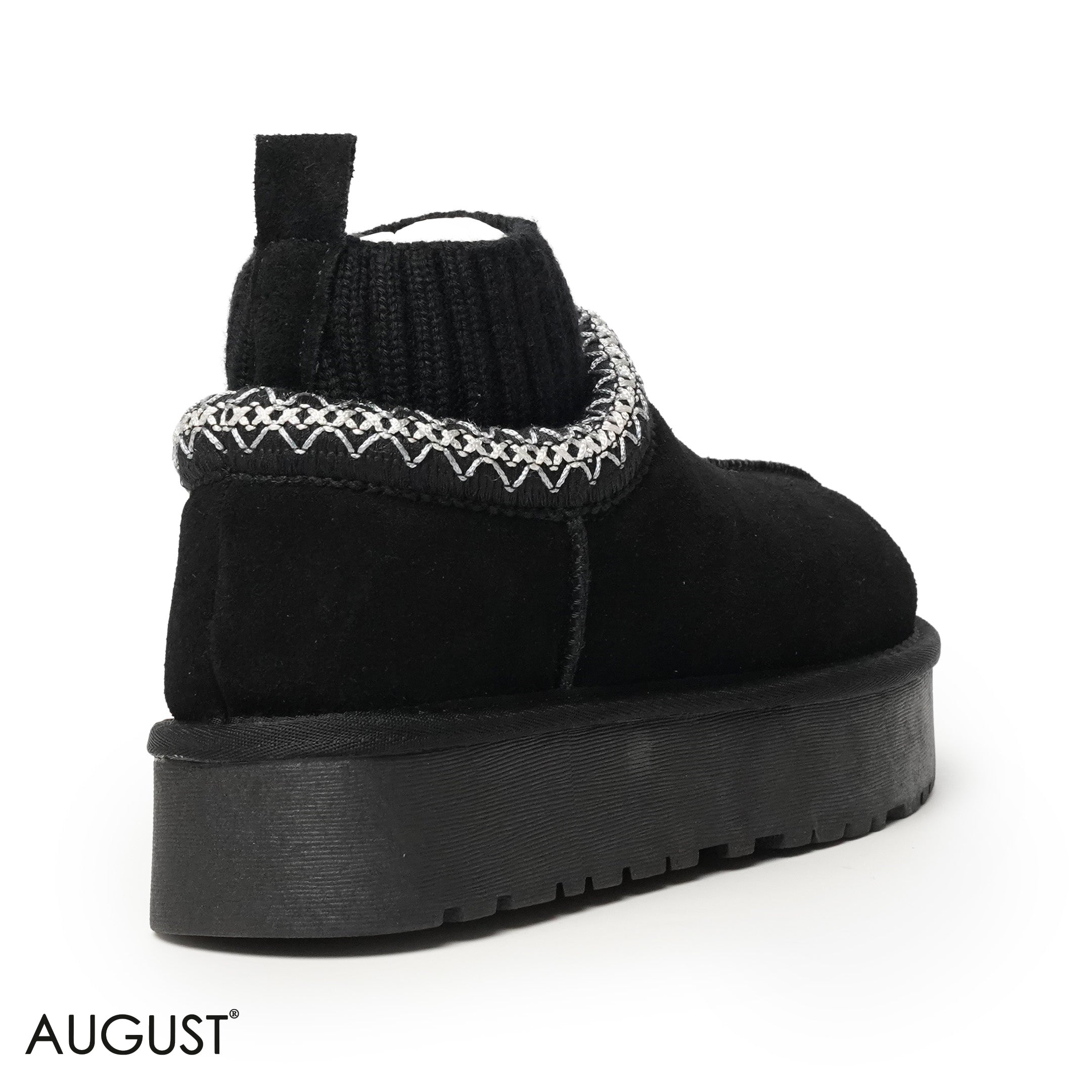 BLACK SUEDE LEATHER WITH SOCK ANKLE UGGS