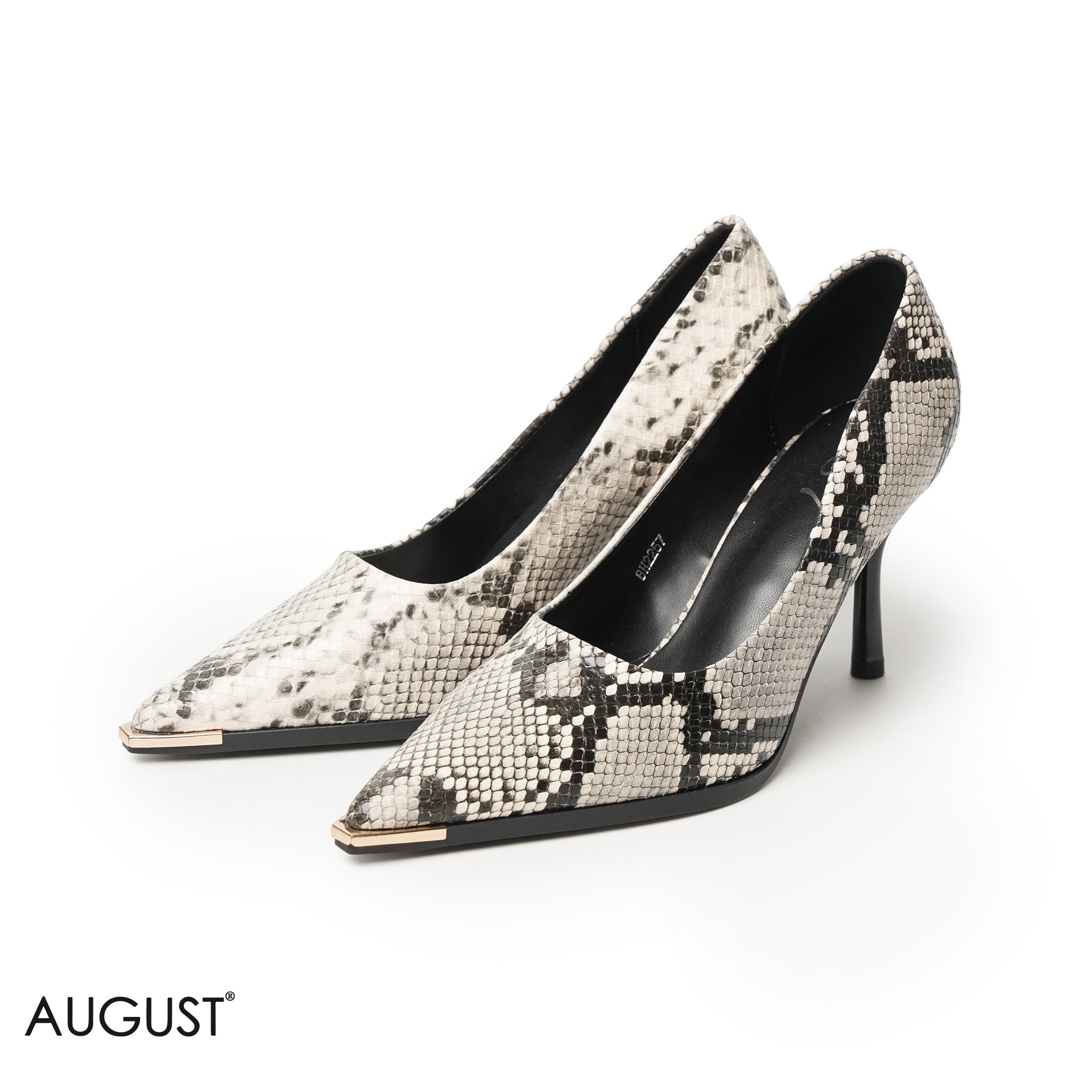 SNAKE SMOOTH LEATHER MED- HEEL SHOES