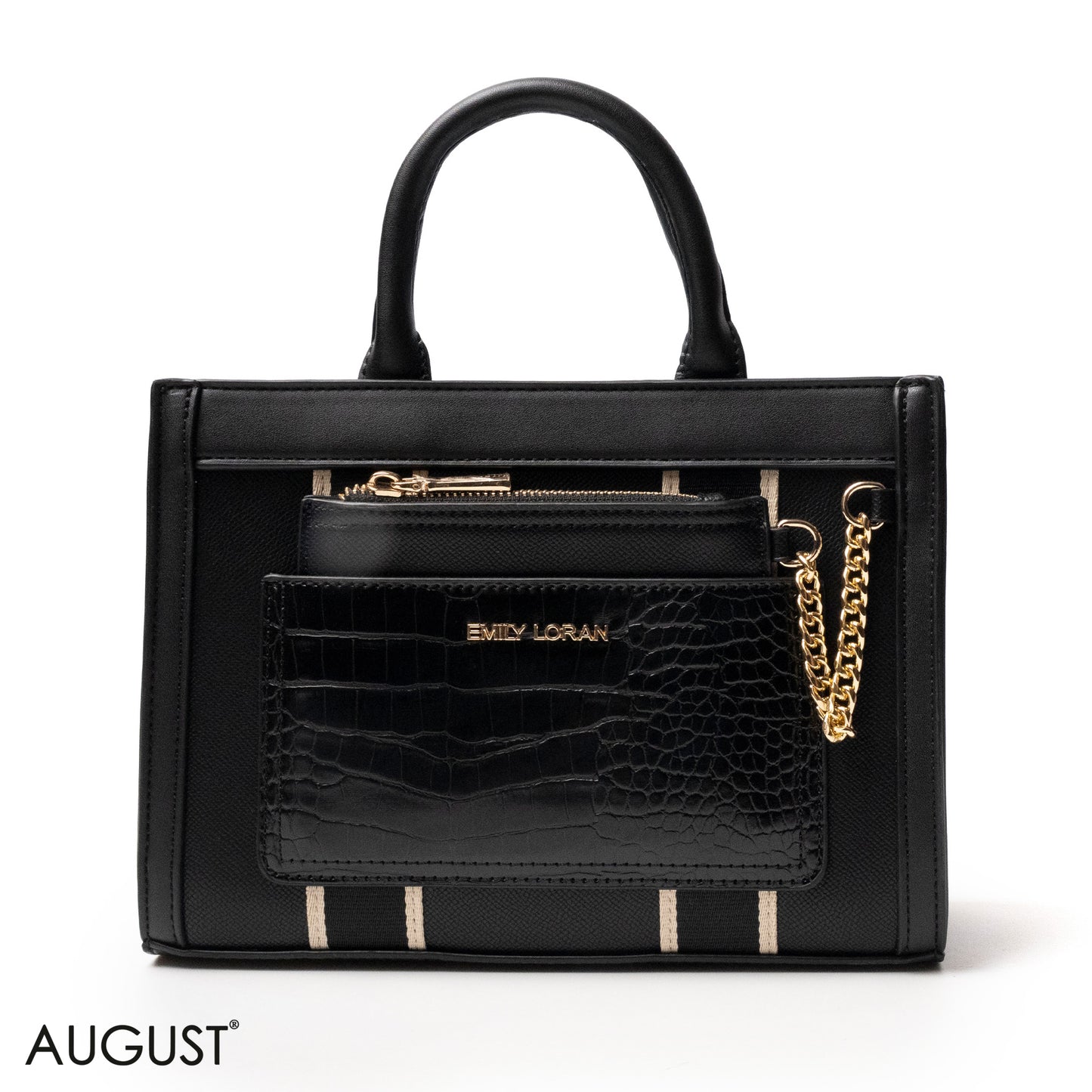 EMILY LORAN HANDBAG WITH FABRIC ACCENTS - MED