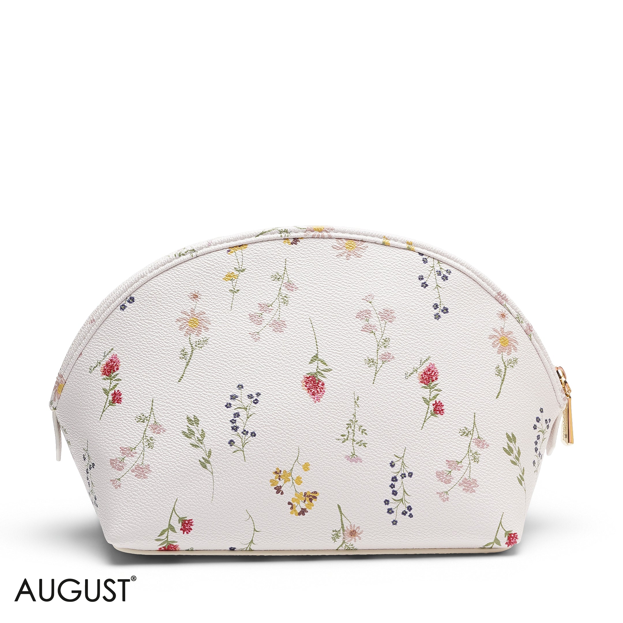 CHIC FLORAL MAKEUP BAG WITH EMBOSSED LOGO