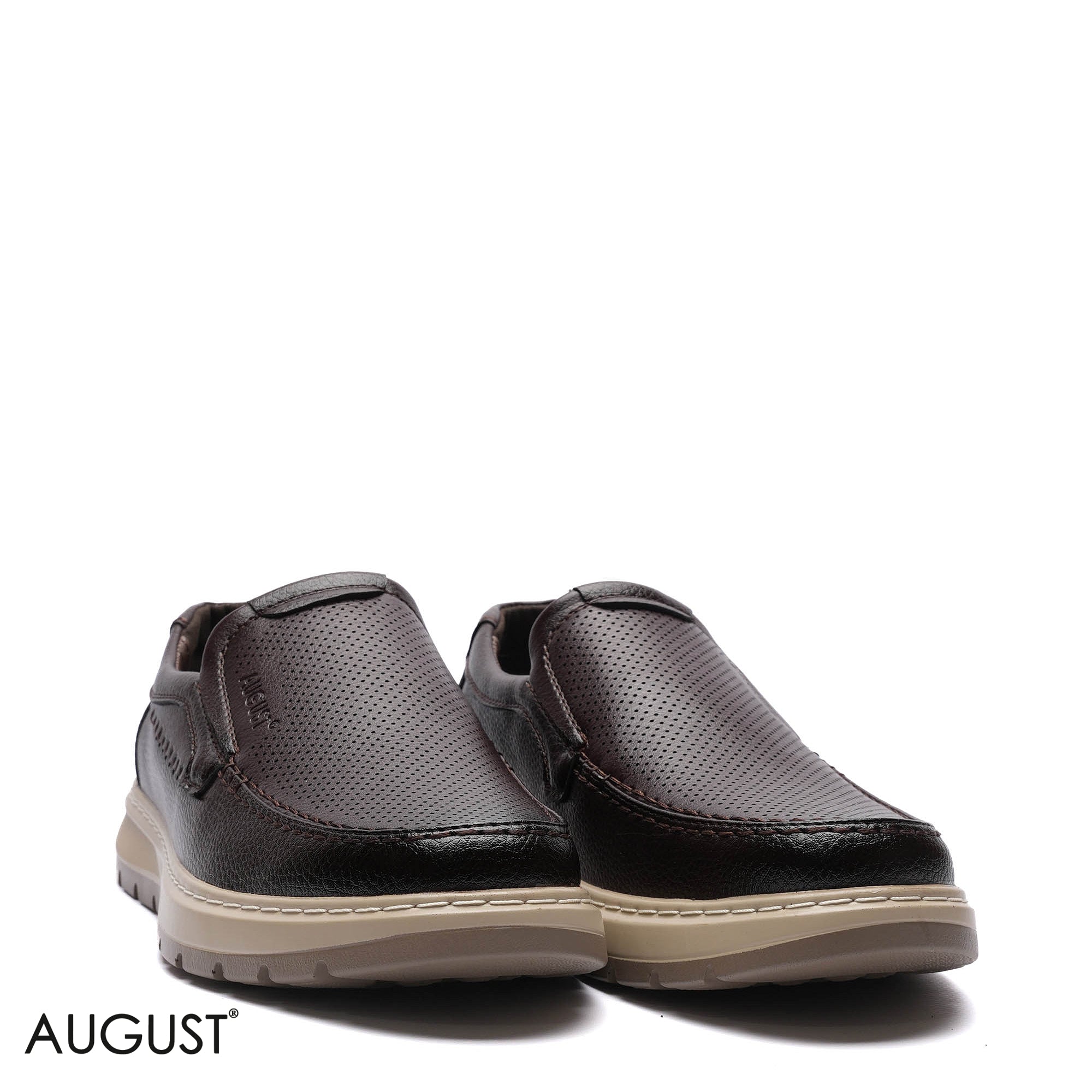 Premium Leather Perforated Slip-Ons
