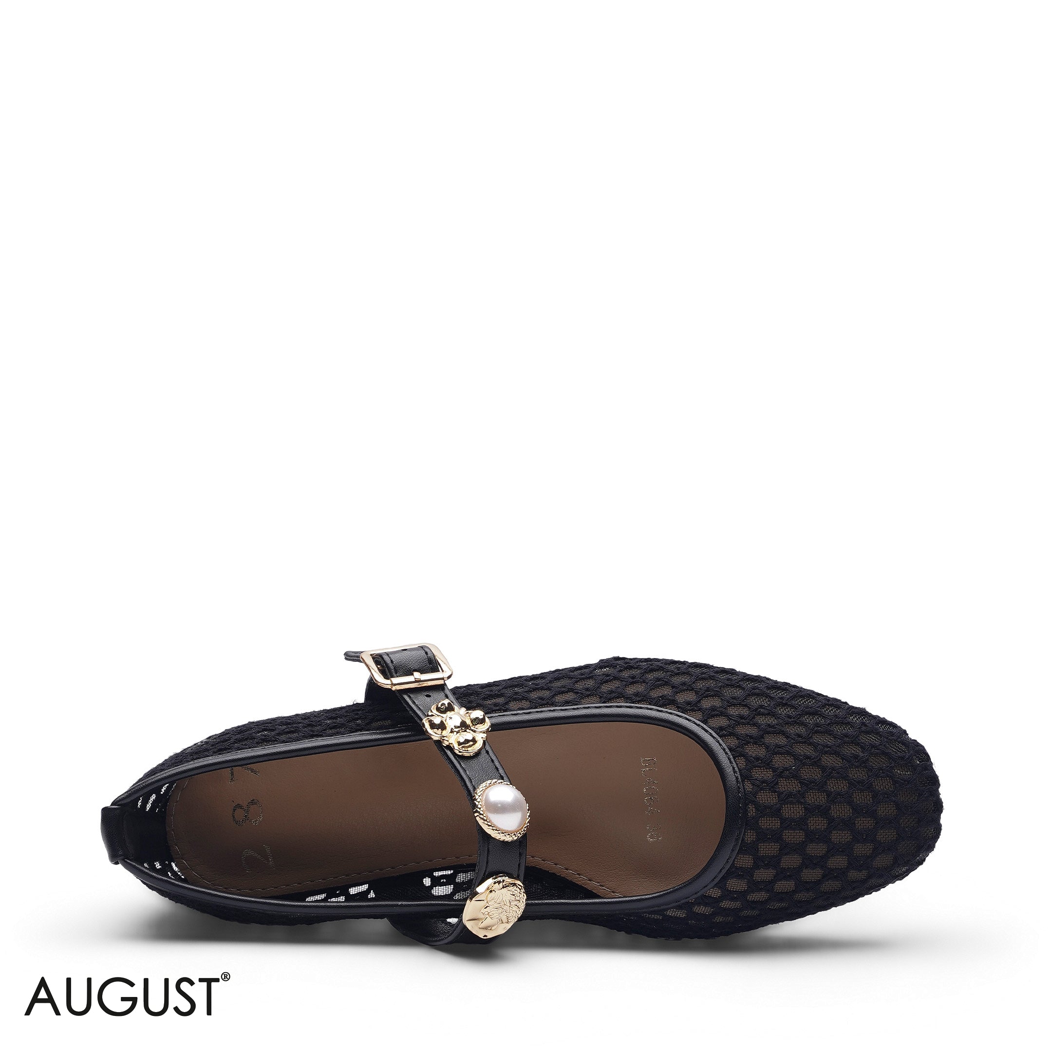 BLACK MESH METALLIC BUCKLE LOAFER