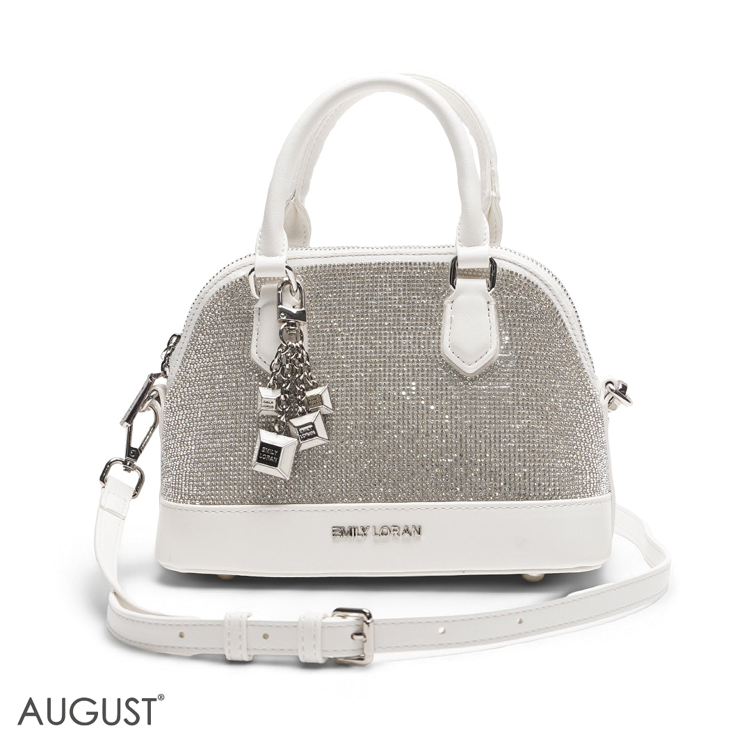 WHITE GLITTER DOME BAG