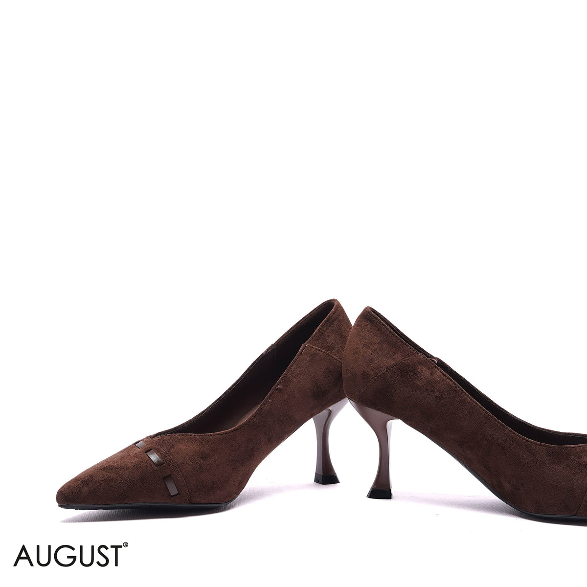 WOVEN TRIM SUEDE POINTED PUMPS
